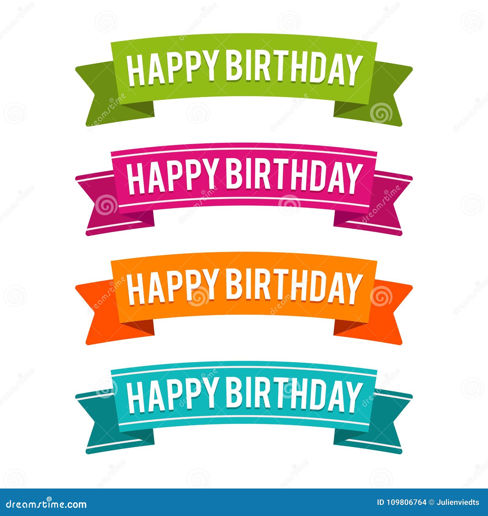 Colorful Happy Birthday Ribbons. Eps10 Vector. Stock Vector ...