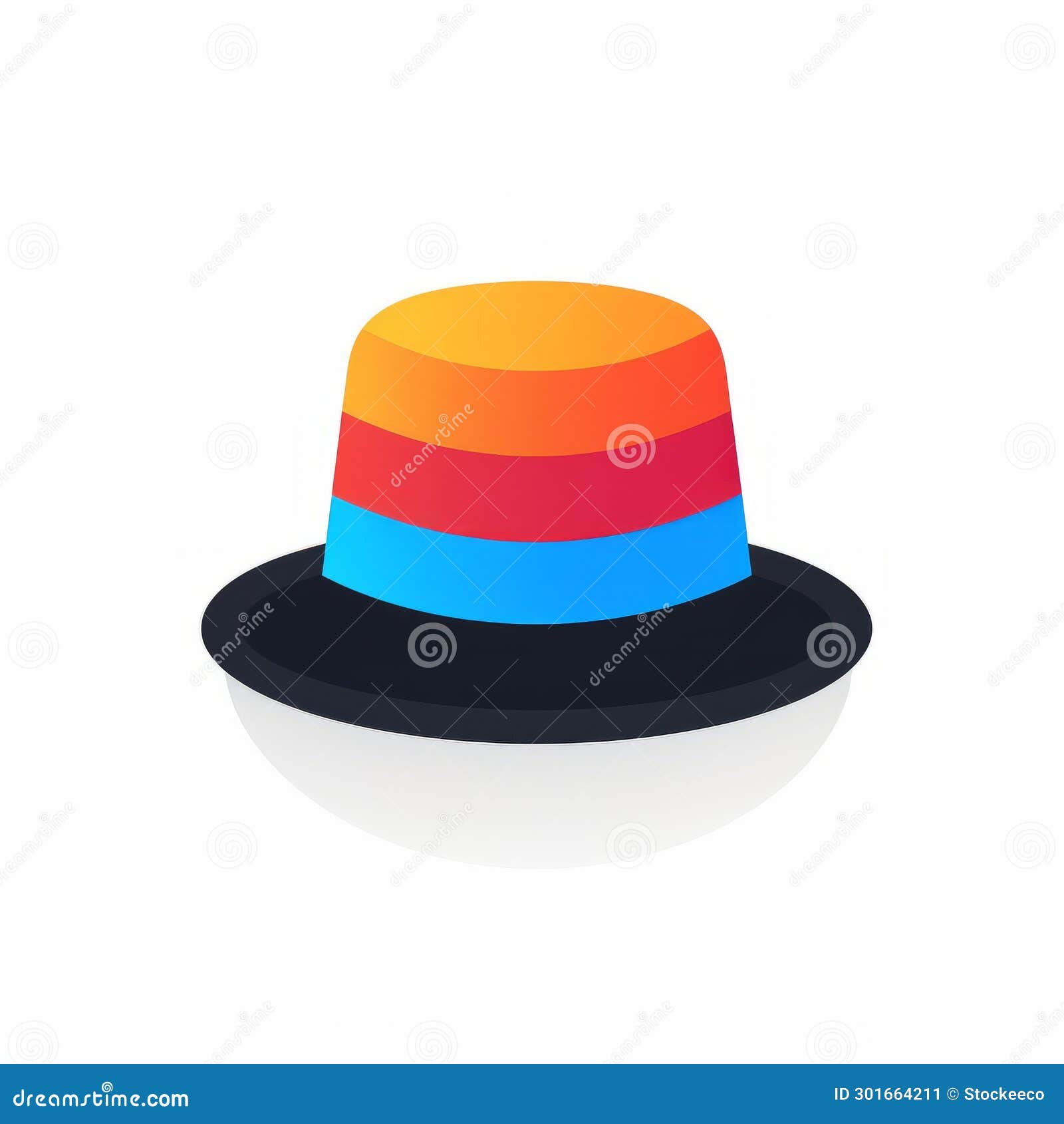 Colorful Hat on White Background: Superflat Style with Vibrant Colors
