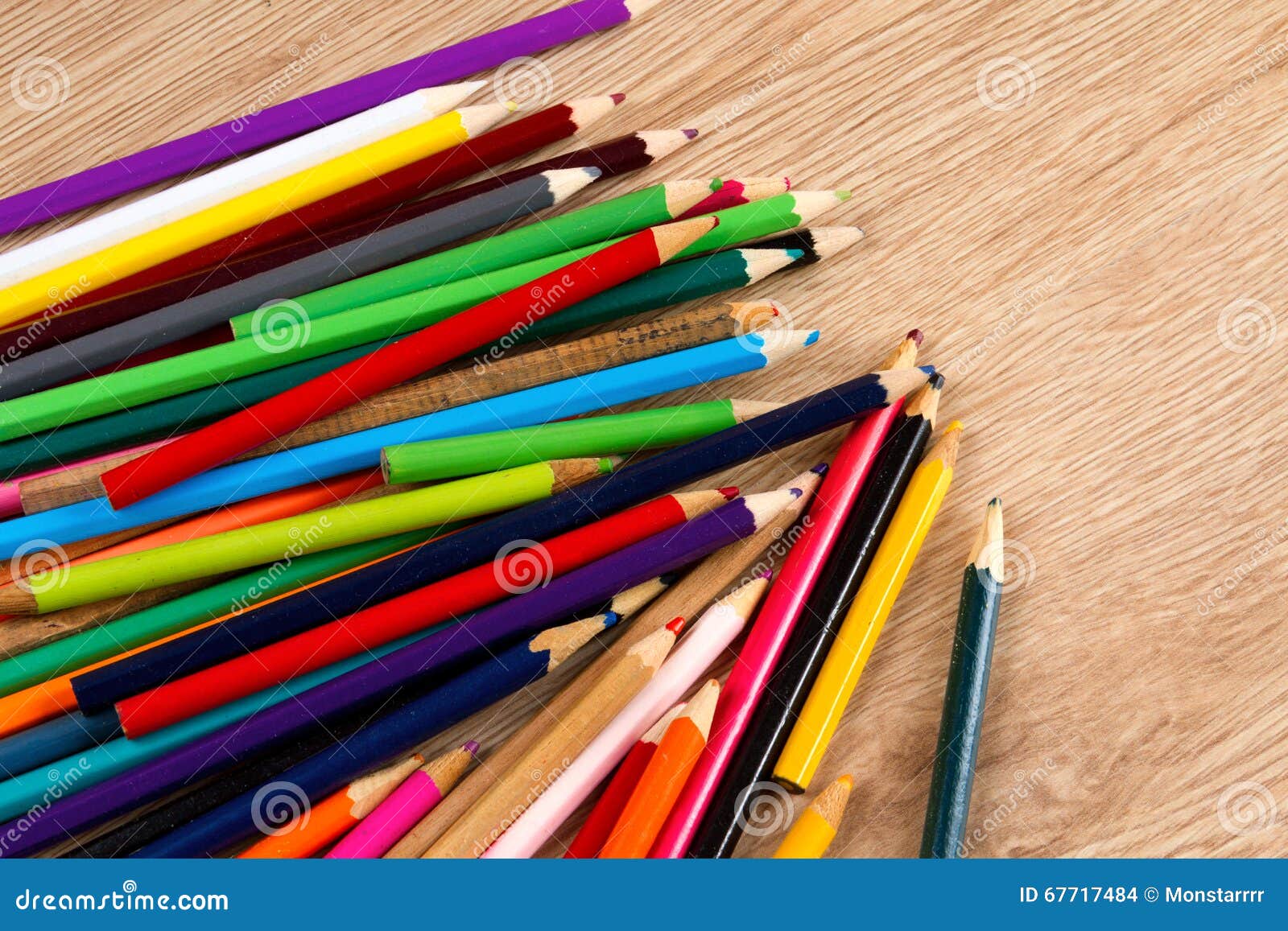 Colorful Heap of Pens on Wooden Table Stock Photo Image of child