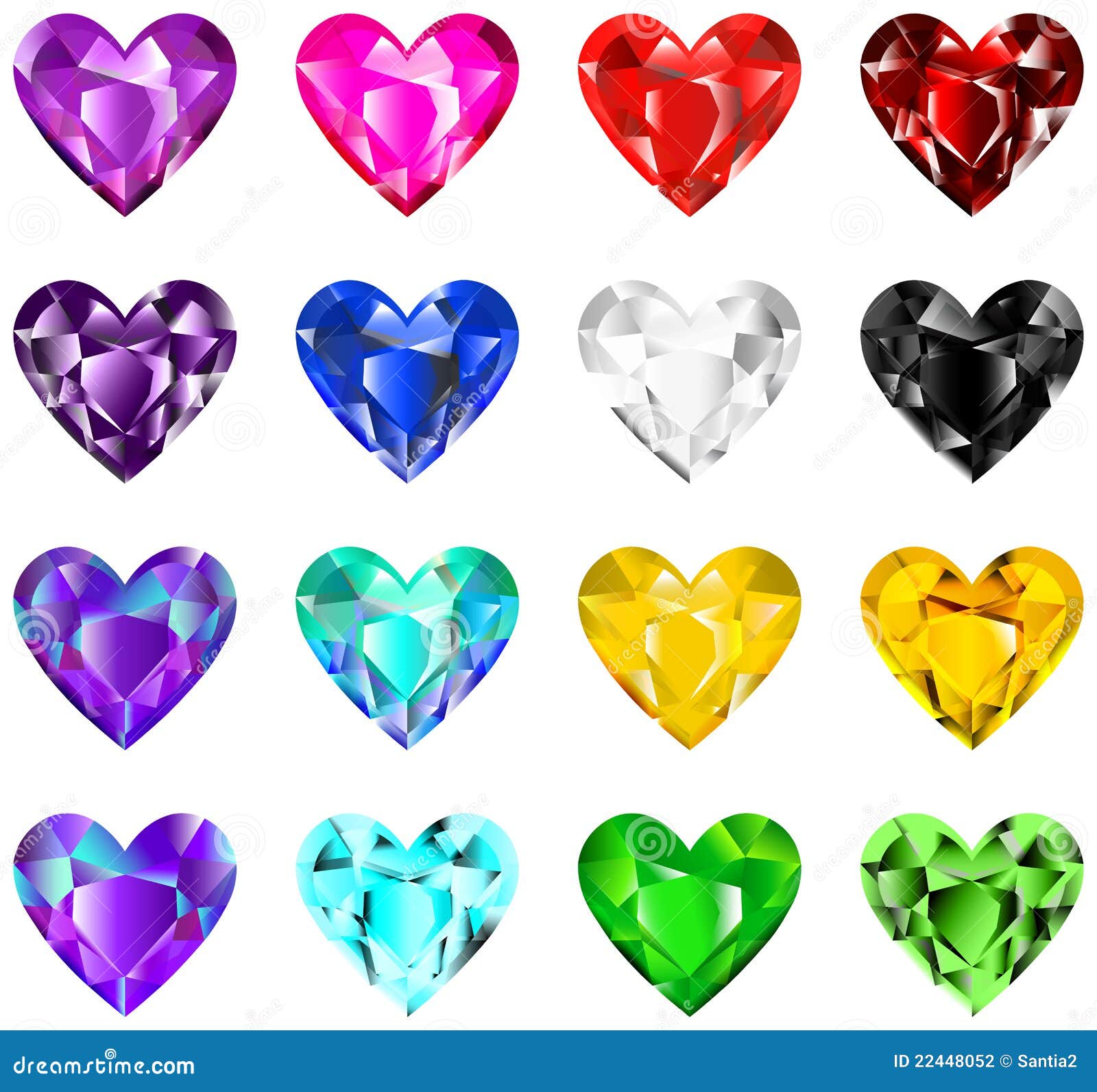 Colorful heart diamonds stock vector. Illustration of rhinestones