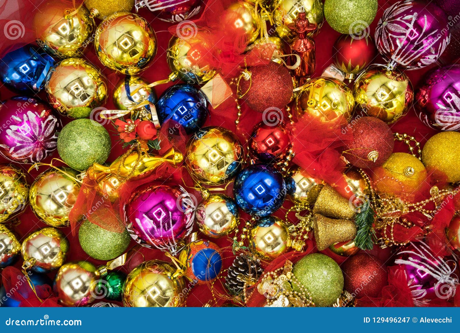 Colorful Holidays Background of Christmas Decorations. Stock Image ...