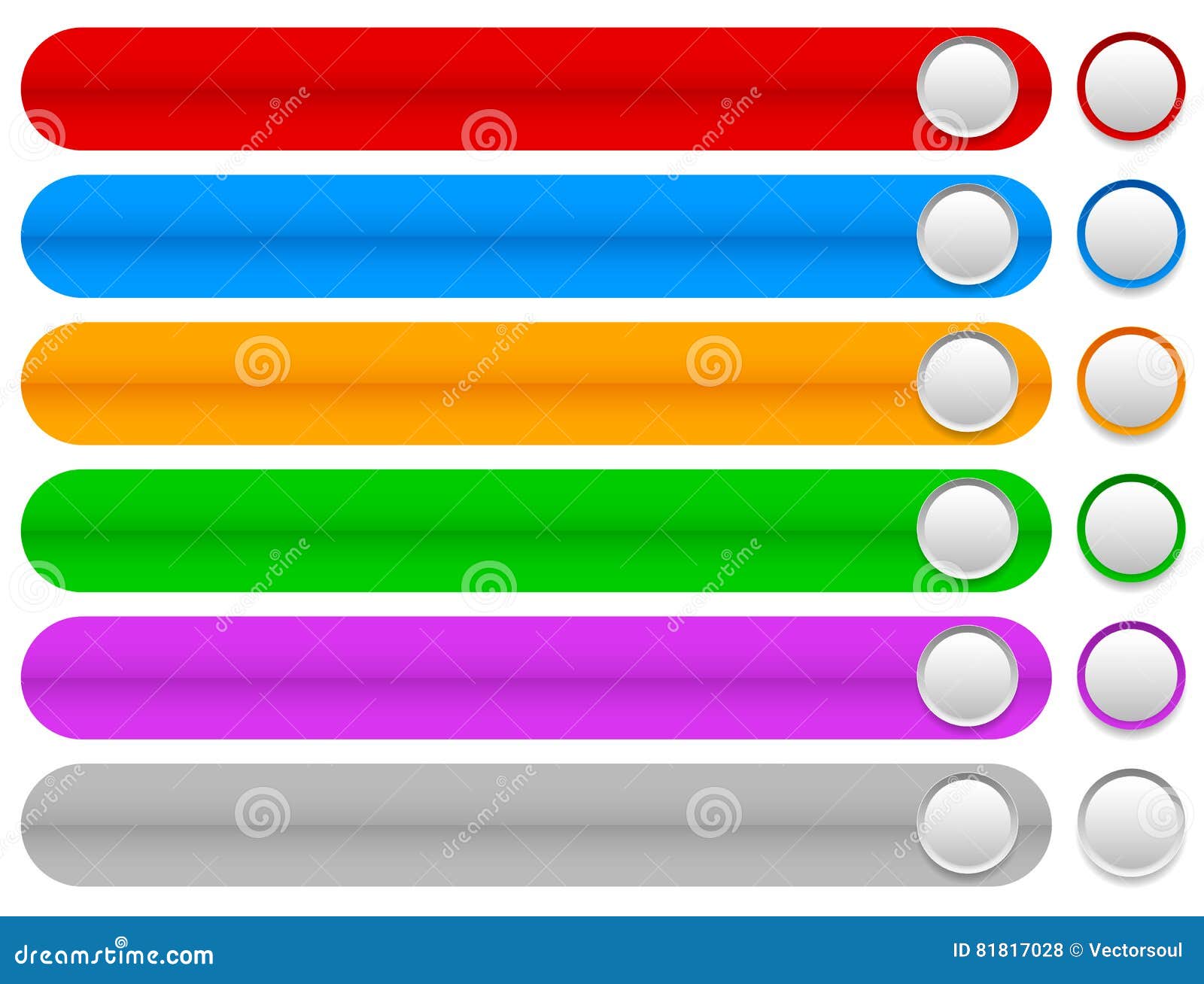 Colorful Horizontal, Long Buttons, Banners with Rounded Corners Stock ...