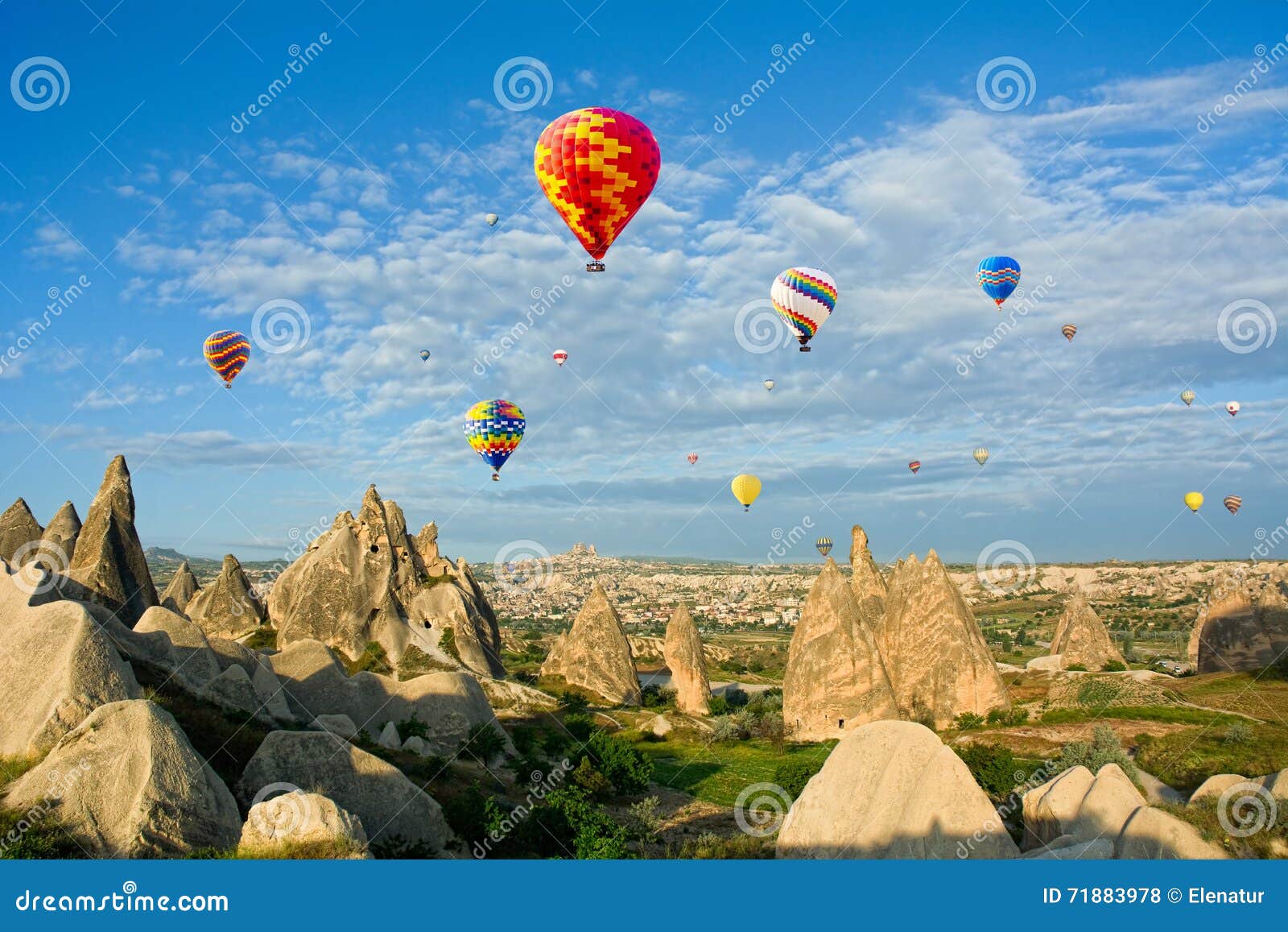 colorful hot air balloons flying, cappadocia, anatolia, turkey.
