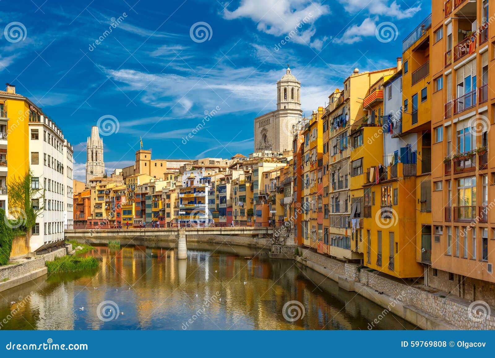 colorful houses in girona, catalonia, spain