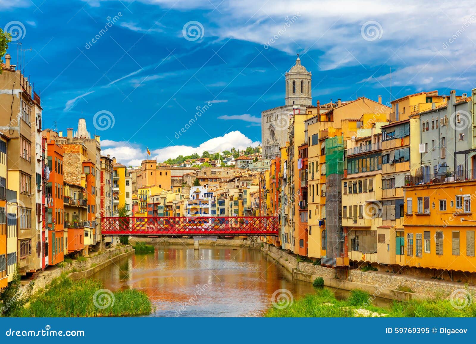 colorful houses in girona, catalonia, spain
