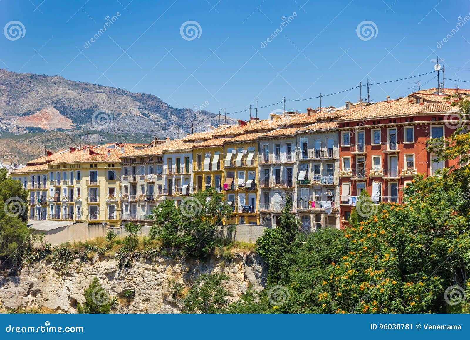 colorful houses in the historic center of alcoy