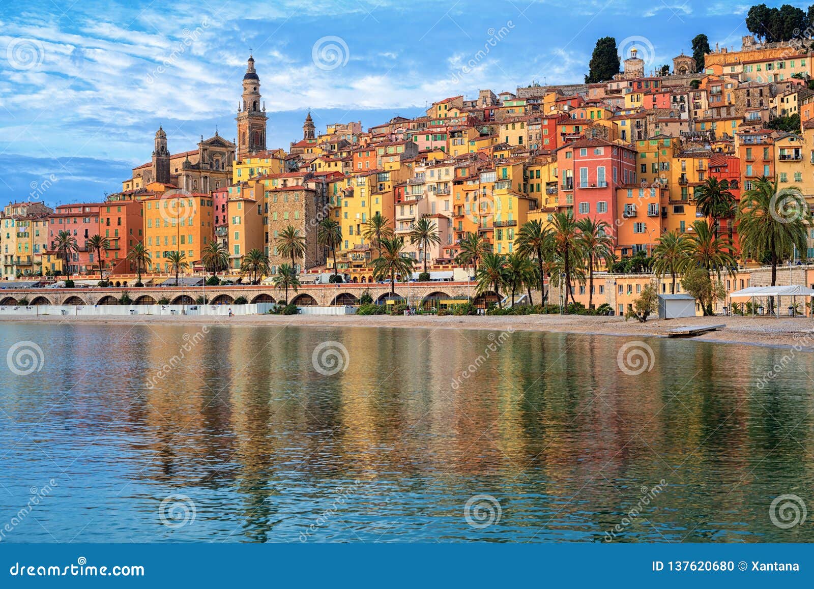 colorful houses in the old town menton, french riviera, france
