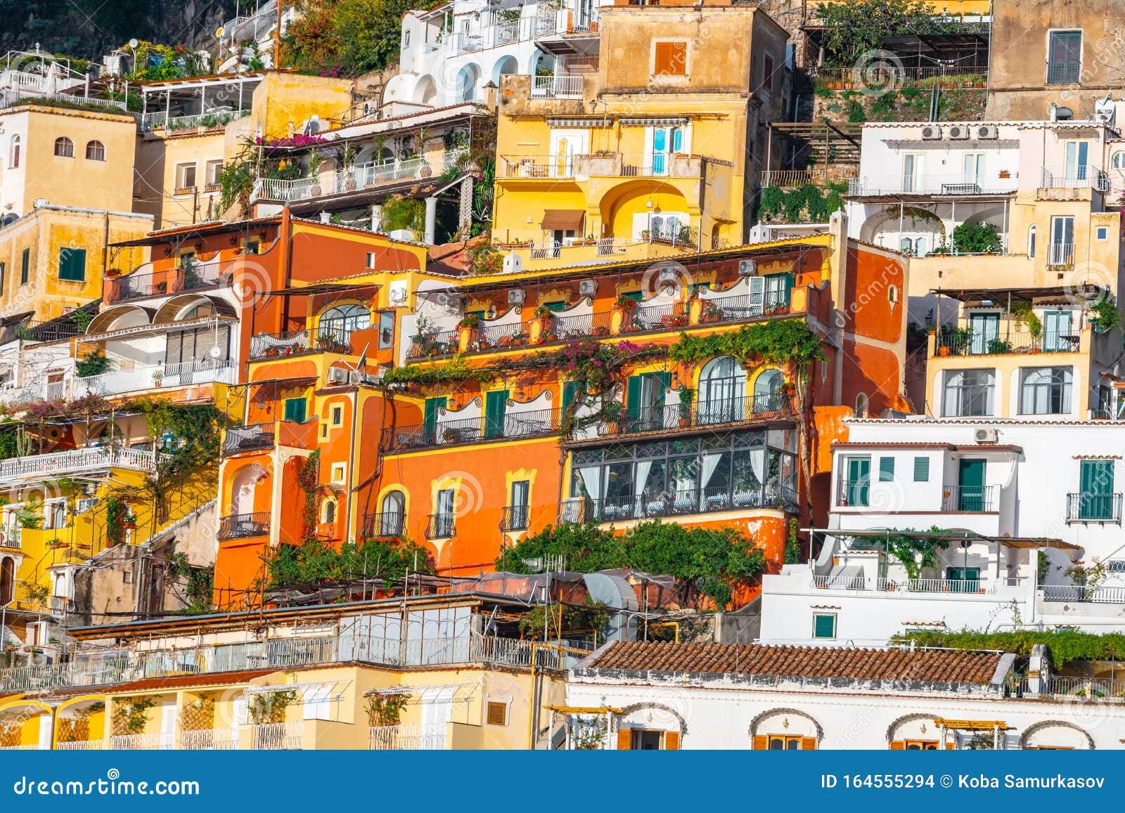 Colorful Houses of Positano Along Amalfi Coast, Terraced Houses ...