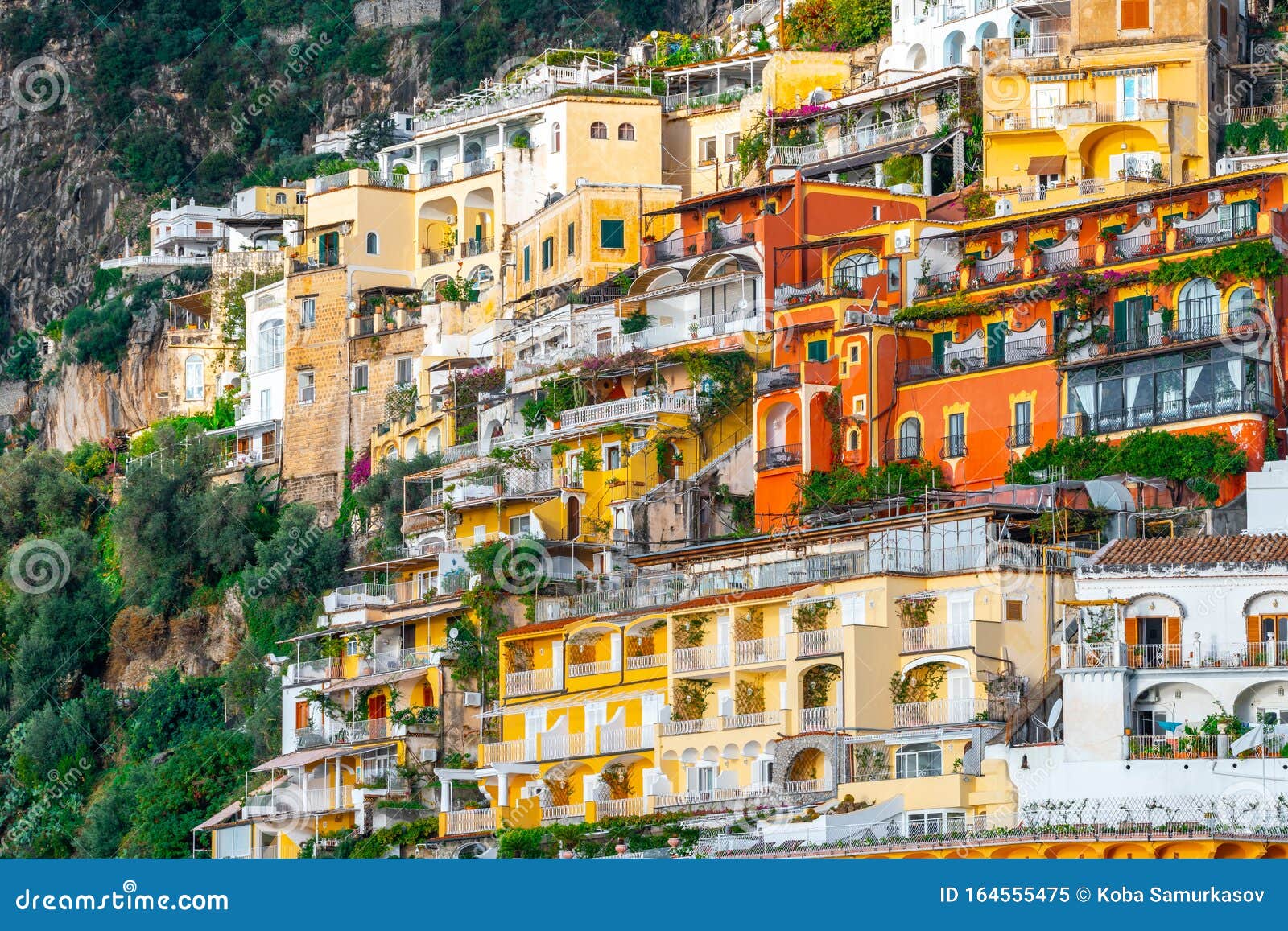 Colorful Houses of Positano Along Amalfi Coast, Terraced Houses ...