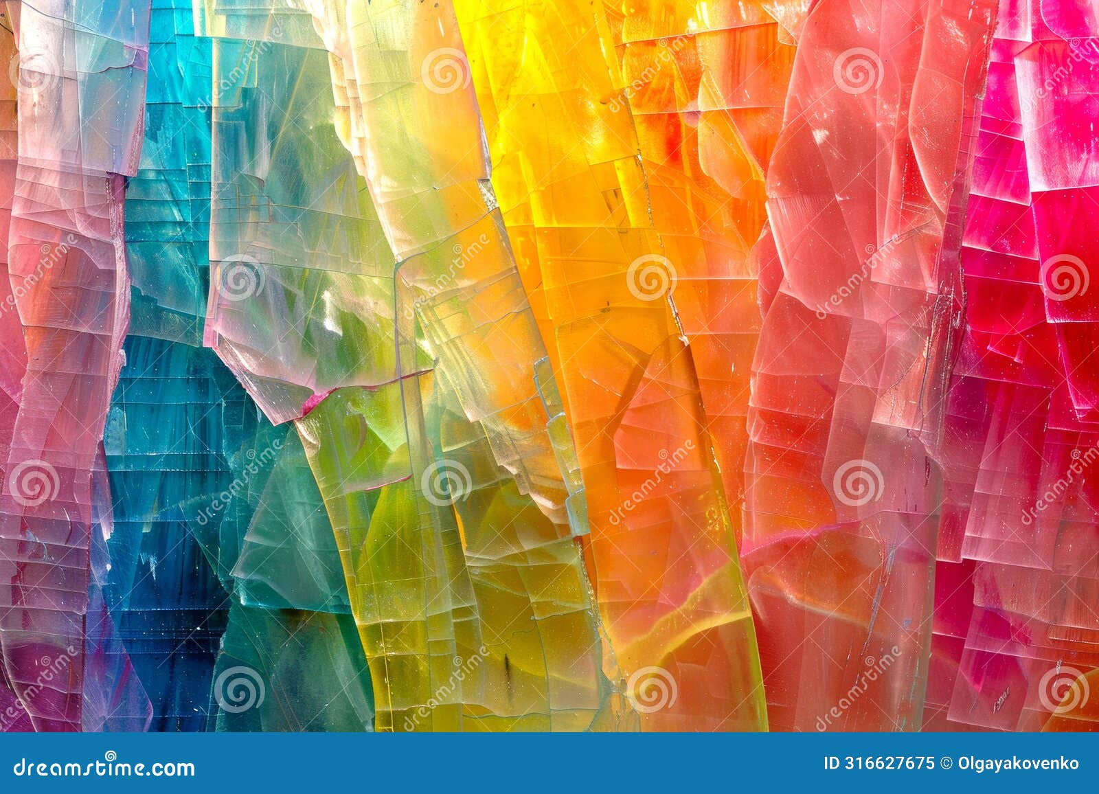 colorful ice fragments, colorful mica, crystal structure colored slices. abstract textured background