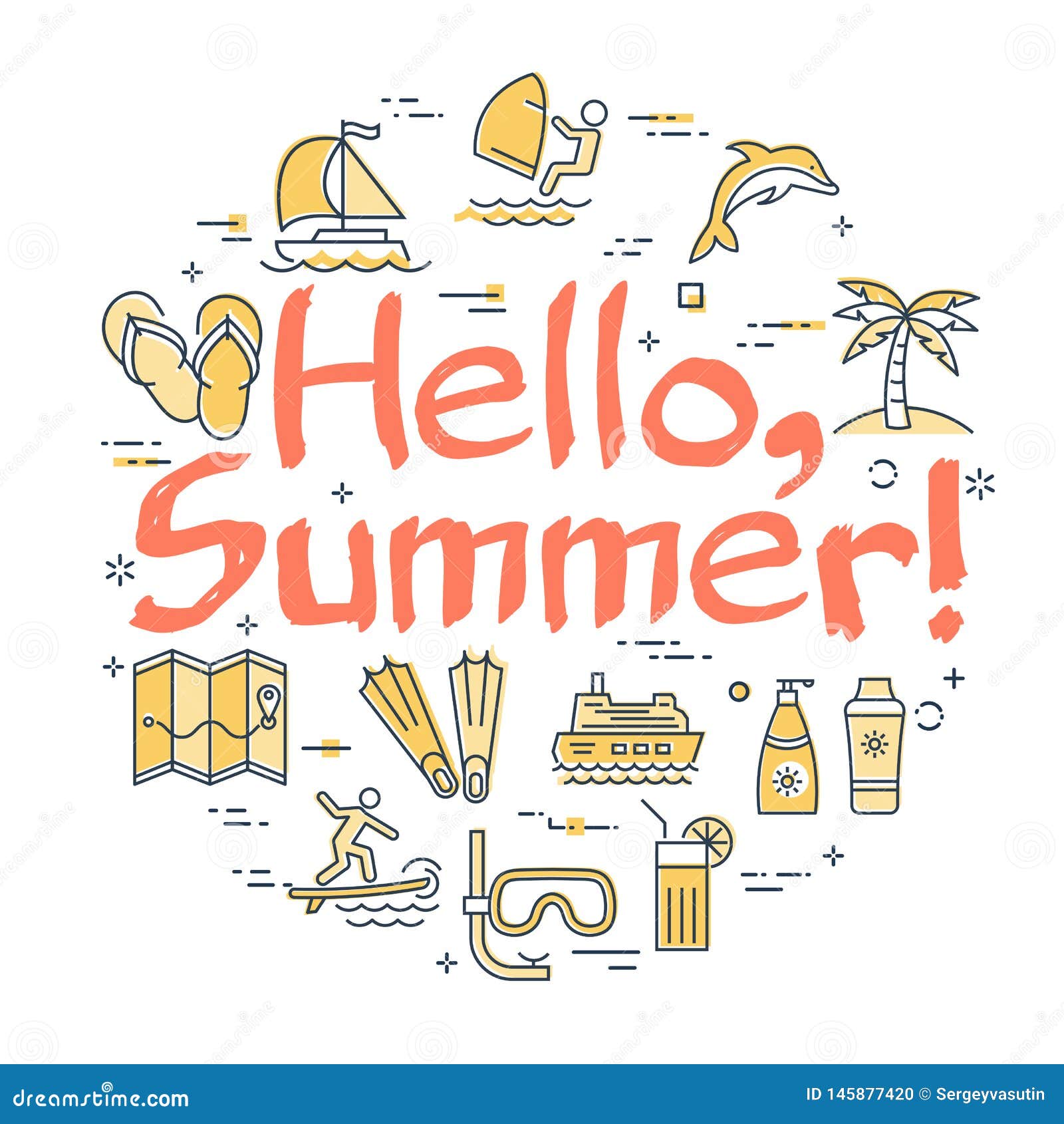 Download Colorful Icons In Hello To Summer Theme Stock Vector ...