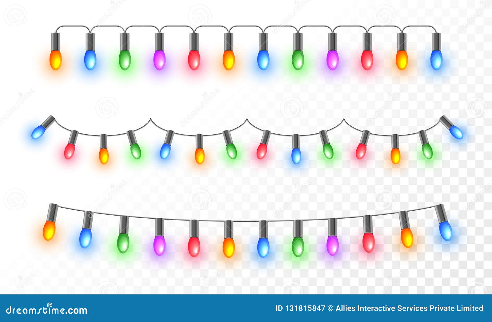 Colorful Illuminated Lighting Garlands on Png Background for Festival  Celebration Concept. Stock Illustration - Illustration of light,  christmastime: 131815847