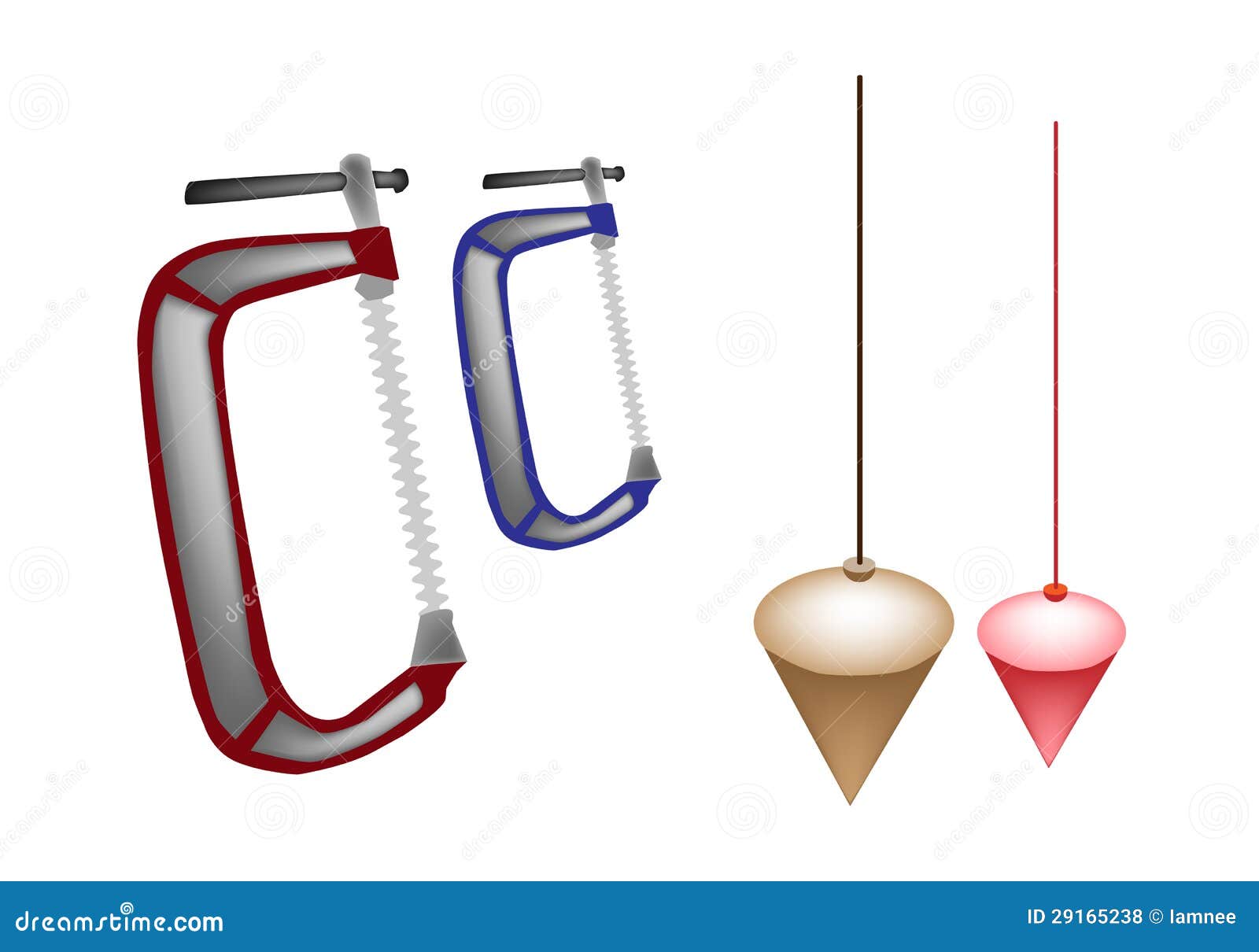 Colorful Illustration Set of Plumb Bob and Clamp Stock Vector Illustration of concepts