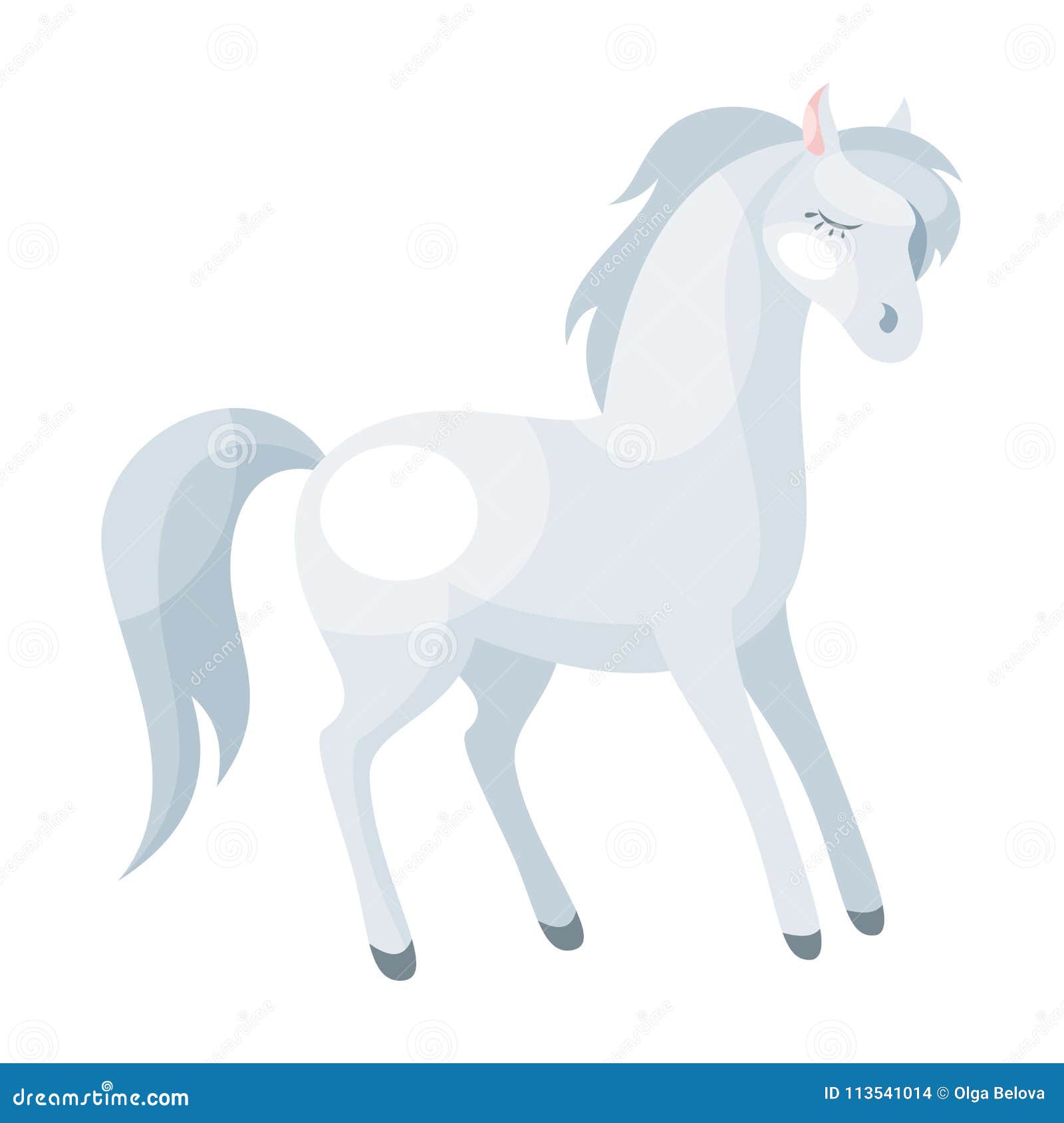 Beautiful white horse stock vector. Illustration of cartoon - 113541014