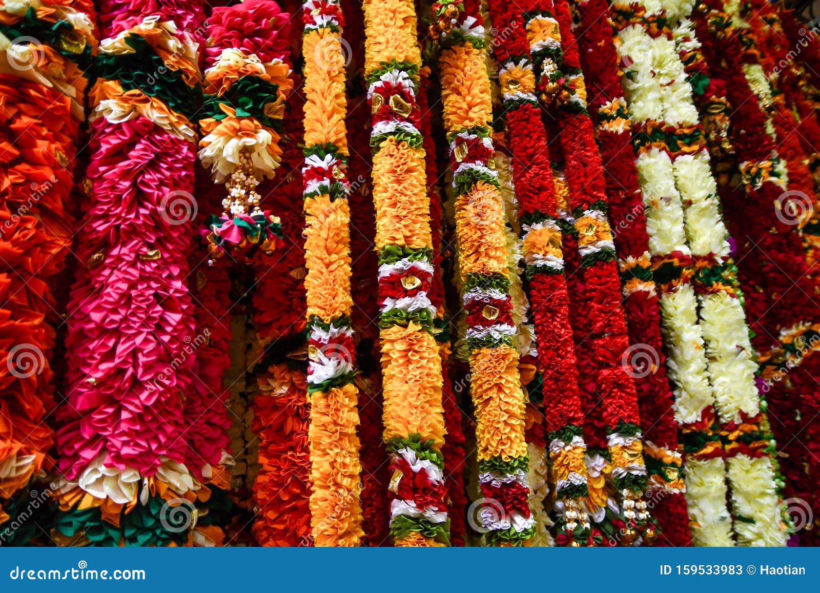 Colorful Flower Garlands Sold in Singapore Stock Image - Image of ...