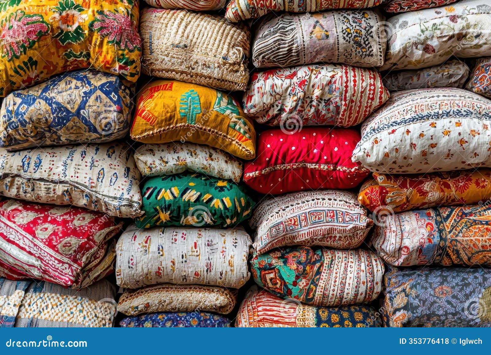 vibrant flat lay of indian textiles showcasing bandhani, block-printing