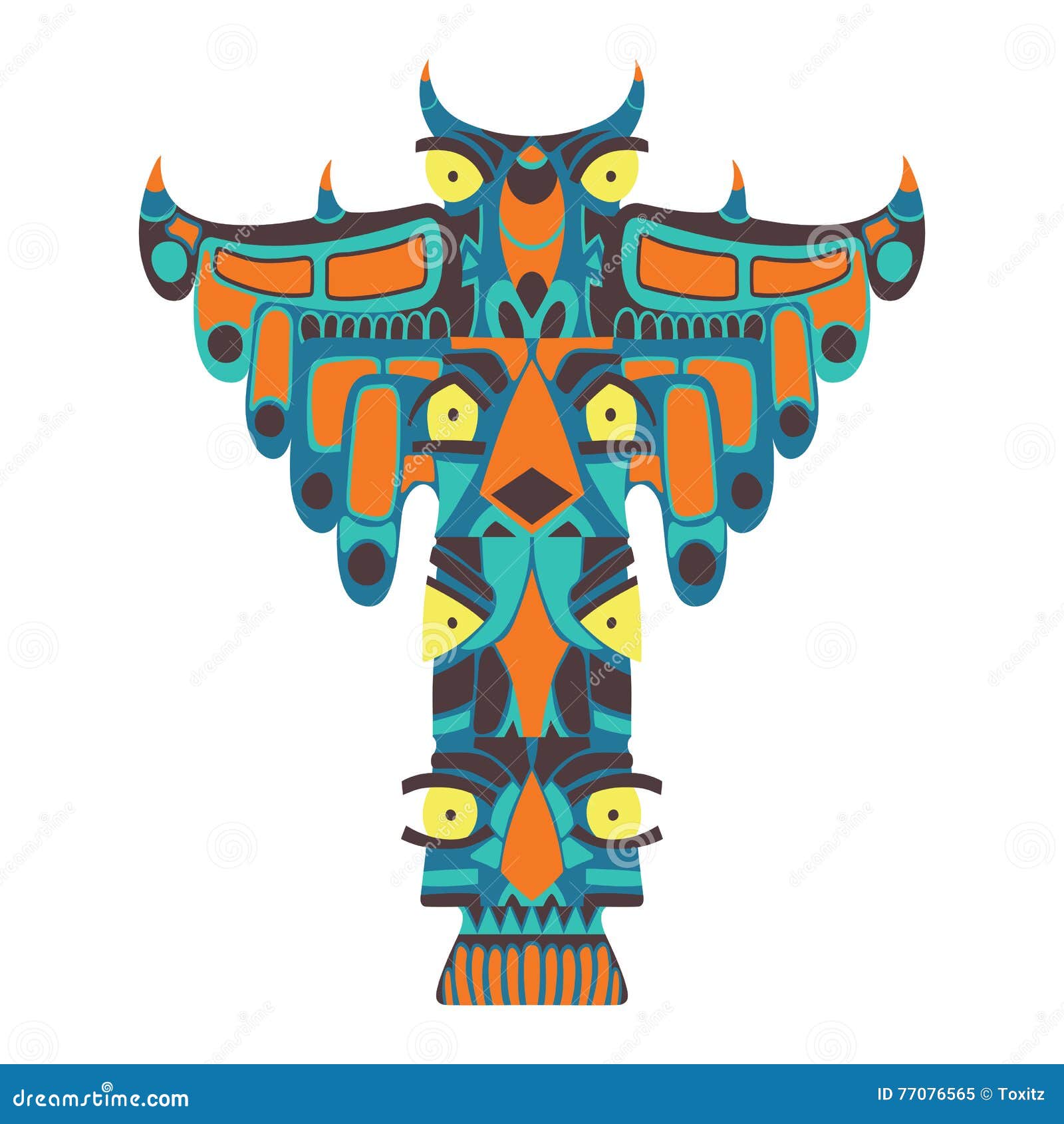 Colorful Indian Totem. Vector Illustration on White Background Stock ...