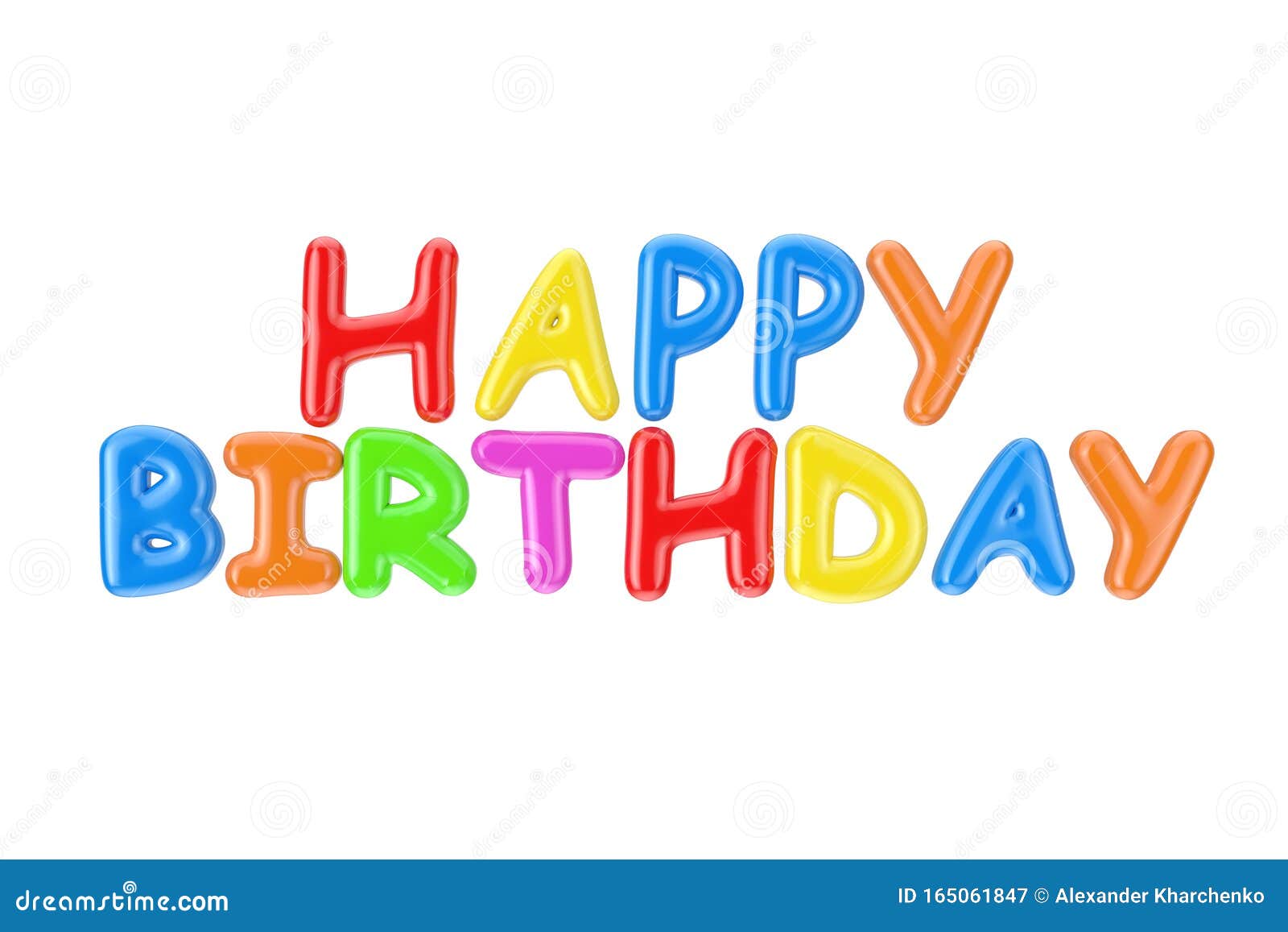 colorful inflatable happy birthday bubble letters sign 3d rendering stock image image of background element 165061847