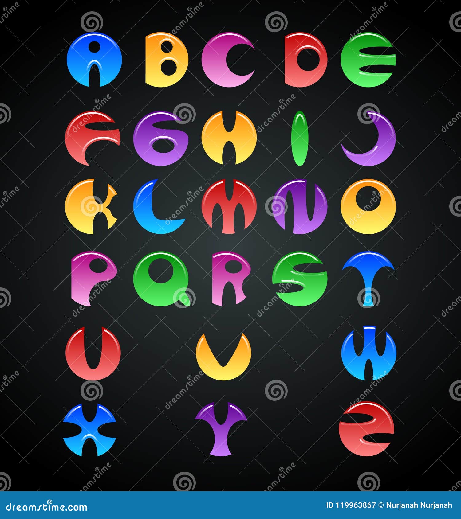 Colorful Jelly Alphabets for Kids. Stock Vector - Illustration of game ...