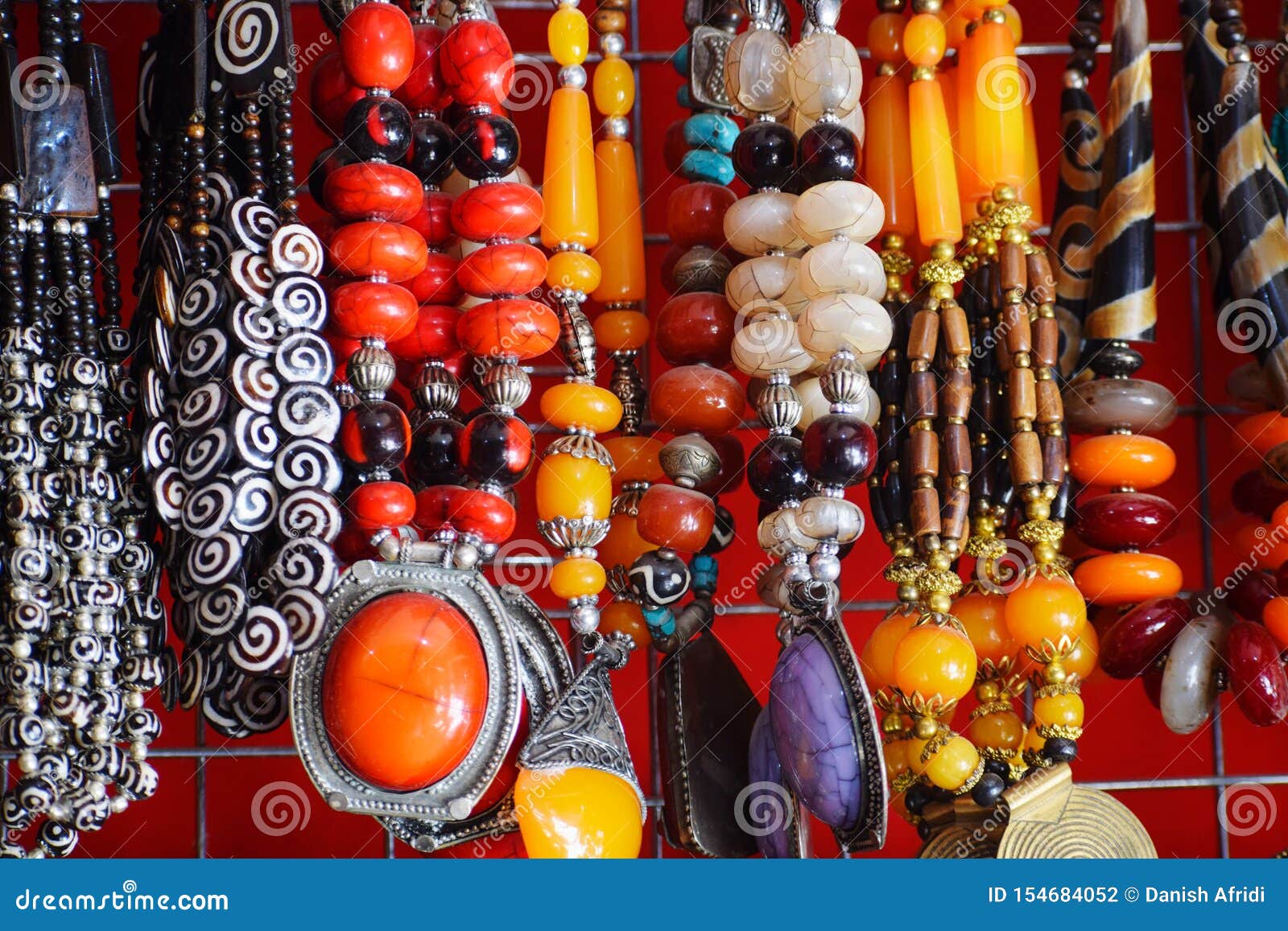 Colorful Jewelry Shop Hanging Colorful Necklace Stock Photo - Image of ...