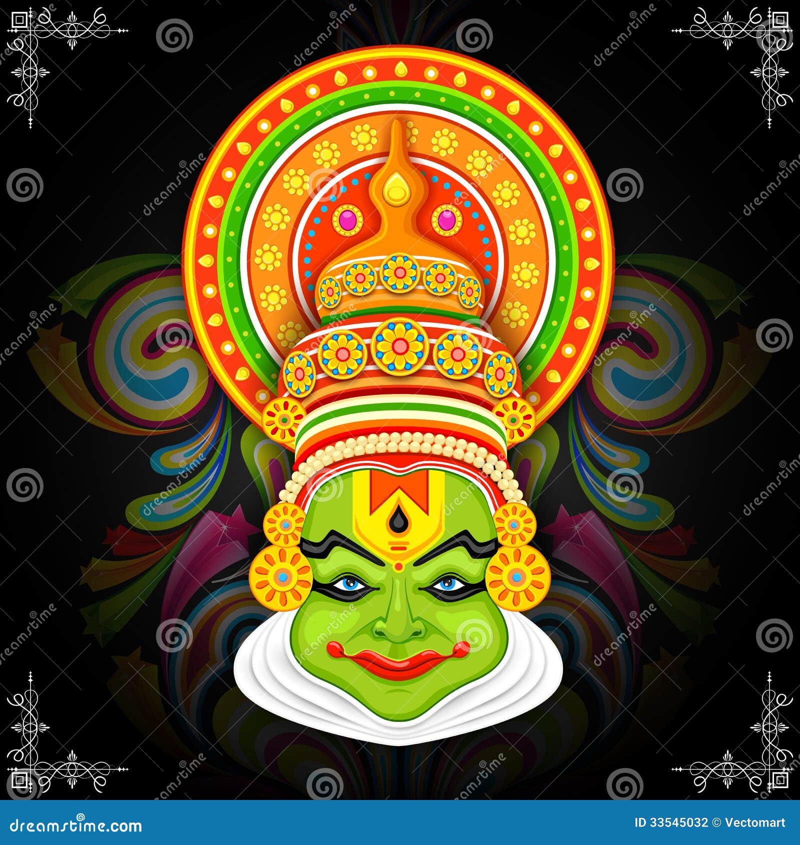 Illustration Of A Kathakali Face Stock Illustration - Download Image Now -  Kathakali Dancing, Onam, Abstract - iStock