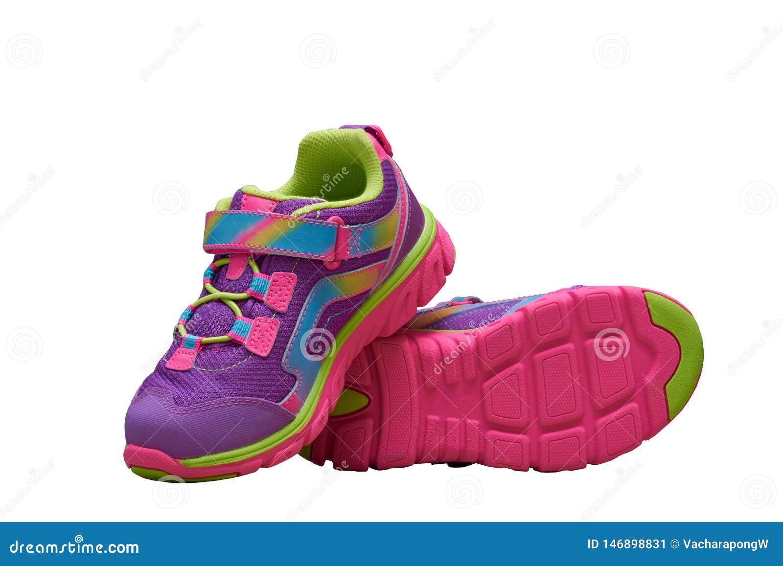 Colorful Kid Shoes on Isolated White Background Stock Image - Image of ...