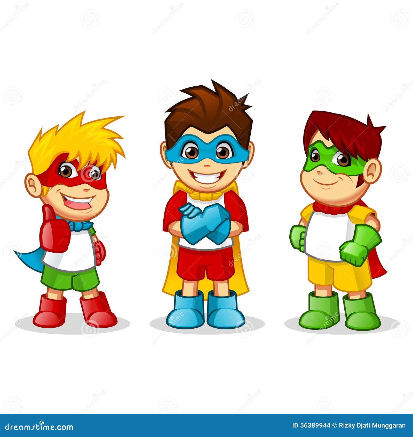 colorful kid super heroes