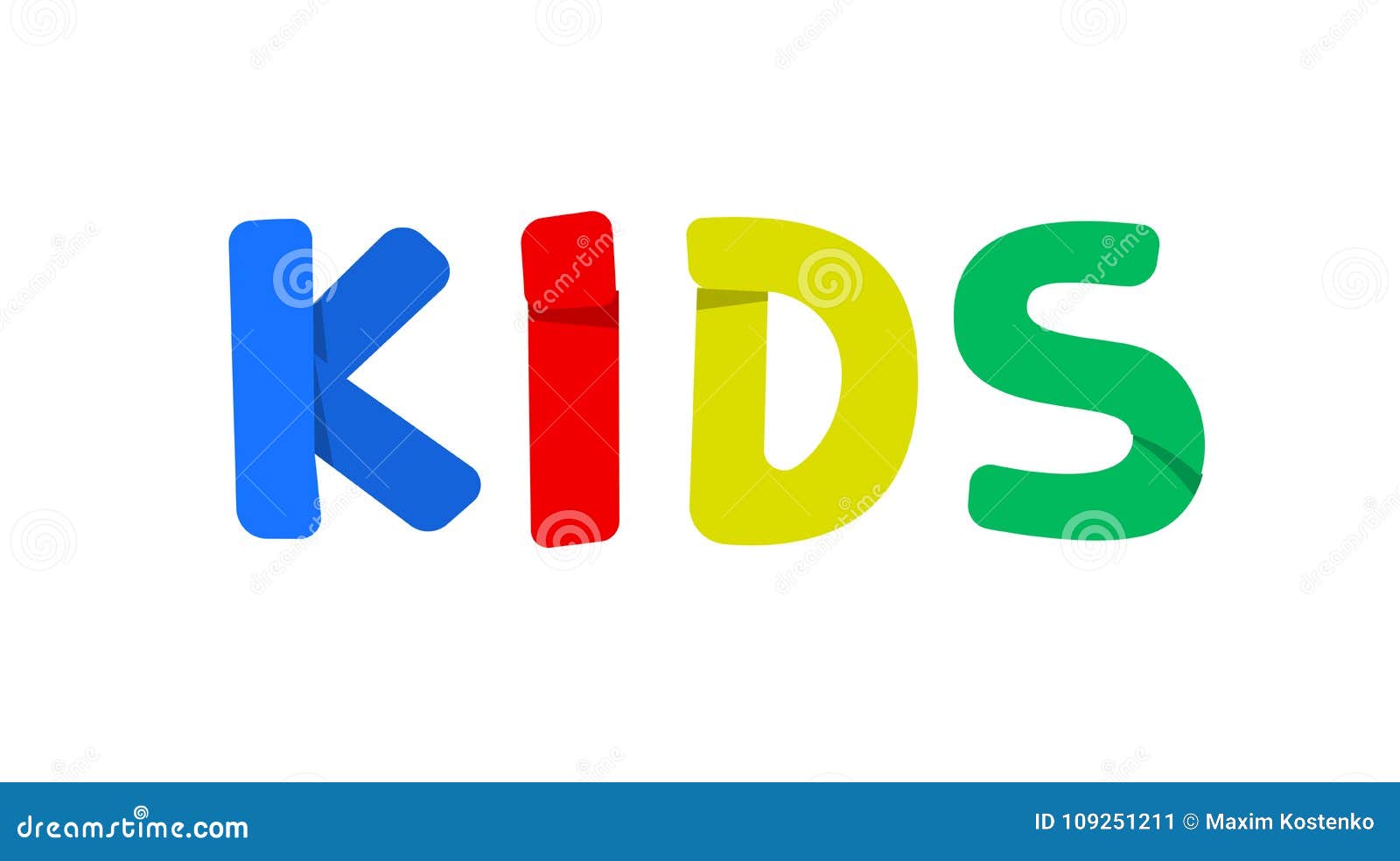 Colorful Kids Word, Vector Logo on White Stock Vector - Illustration of