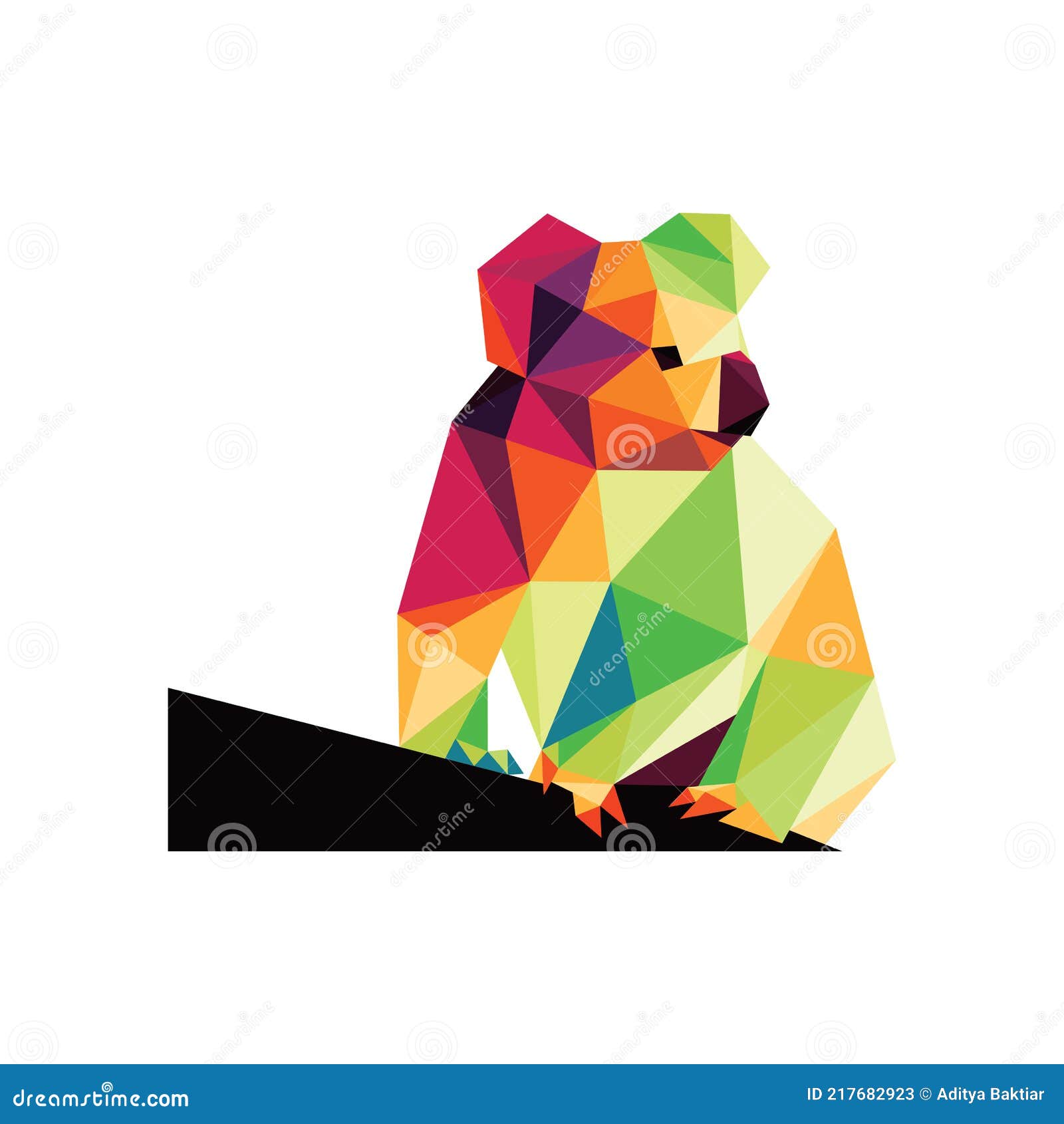 Colorful Koala Polygonal Low Poly Logo Icon Stock Vector