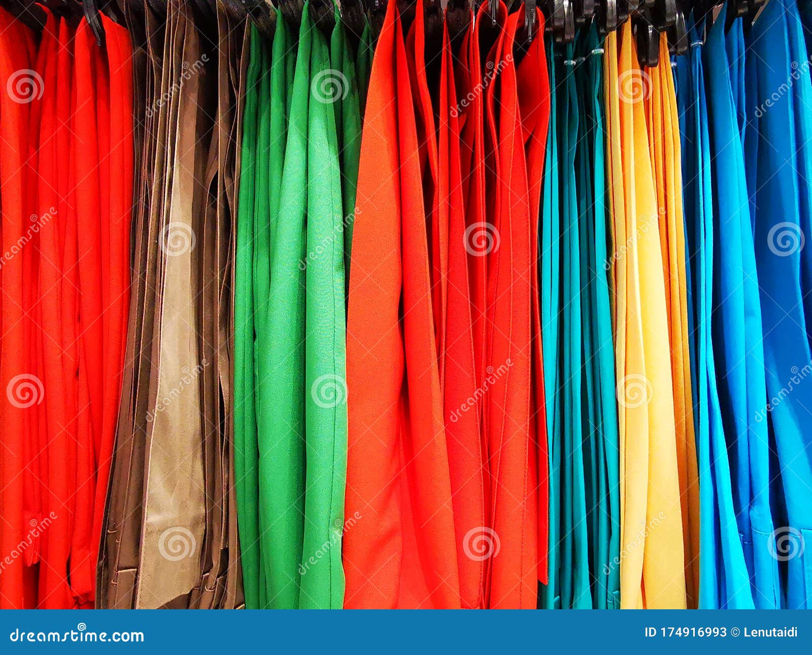 Colorful Ladies Trousers Placed on Hangers Stock Image - Image of ...