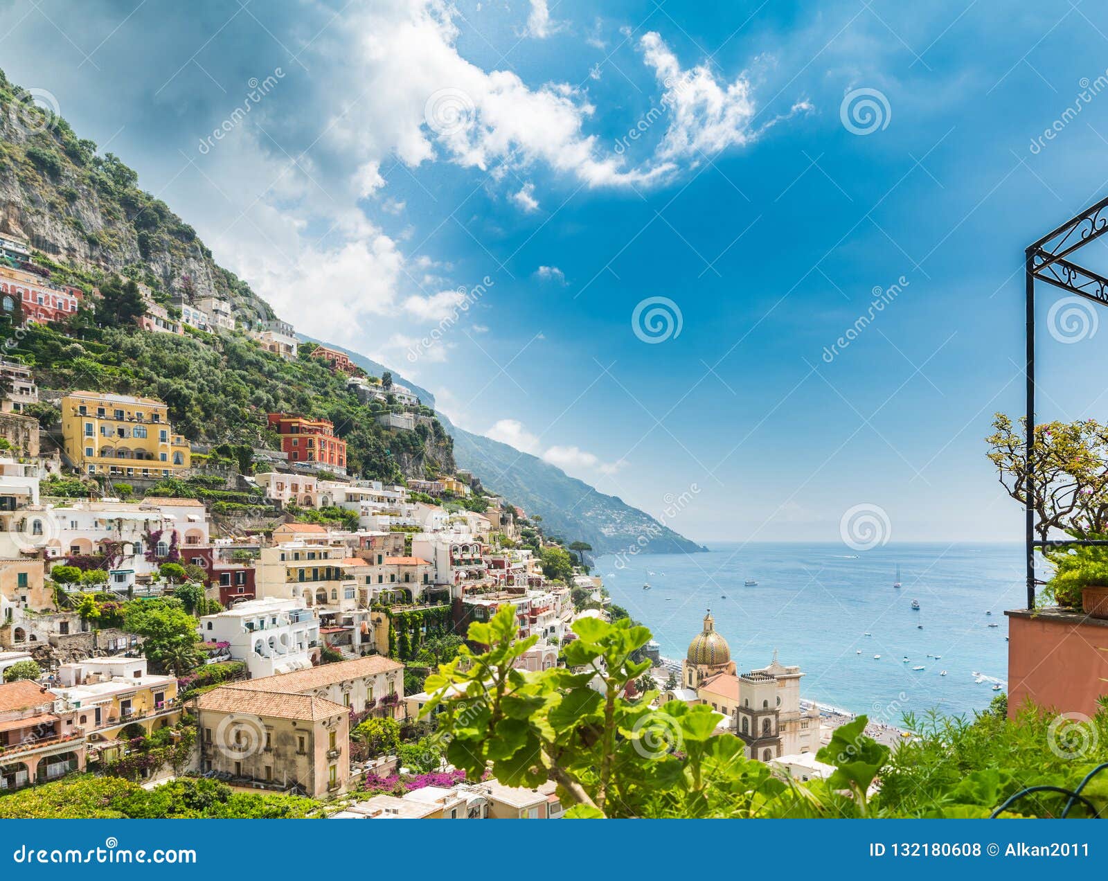 Colorful Landscape of Positano Shoreline Stock Photo - Image of italy ...