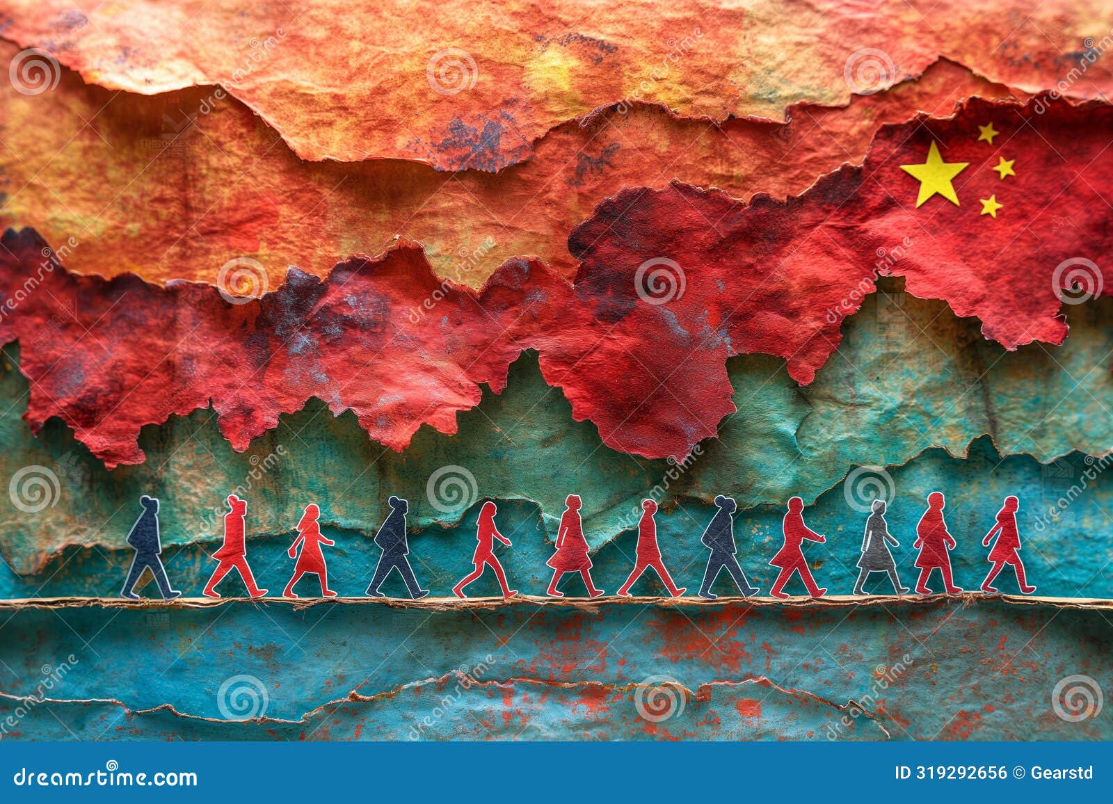 Colorful layers representing chinese population stock photo image of