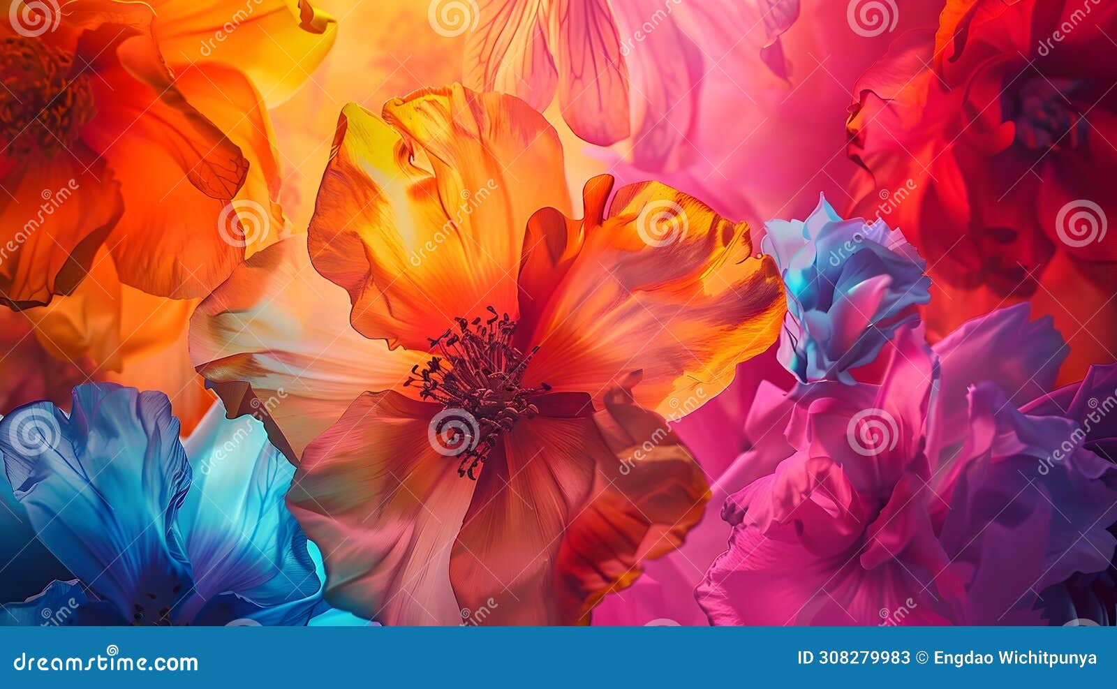 vibrant colorful flower layered composition in 8k resolution