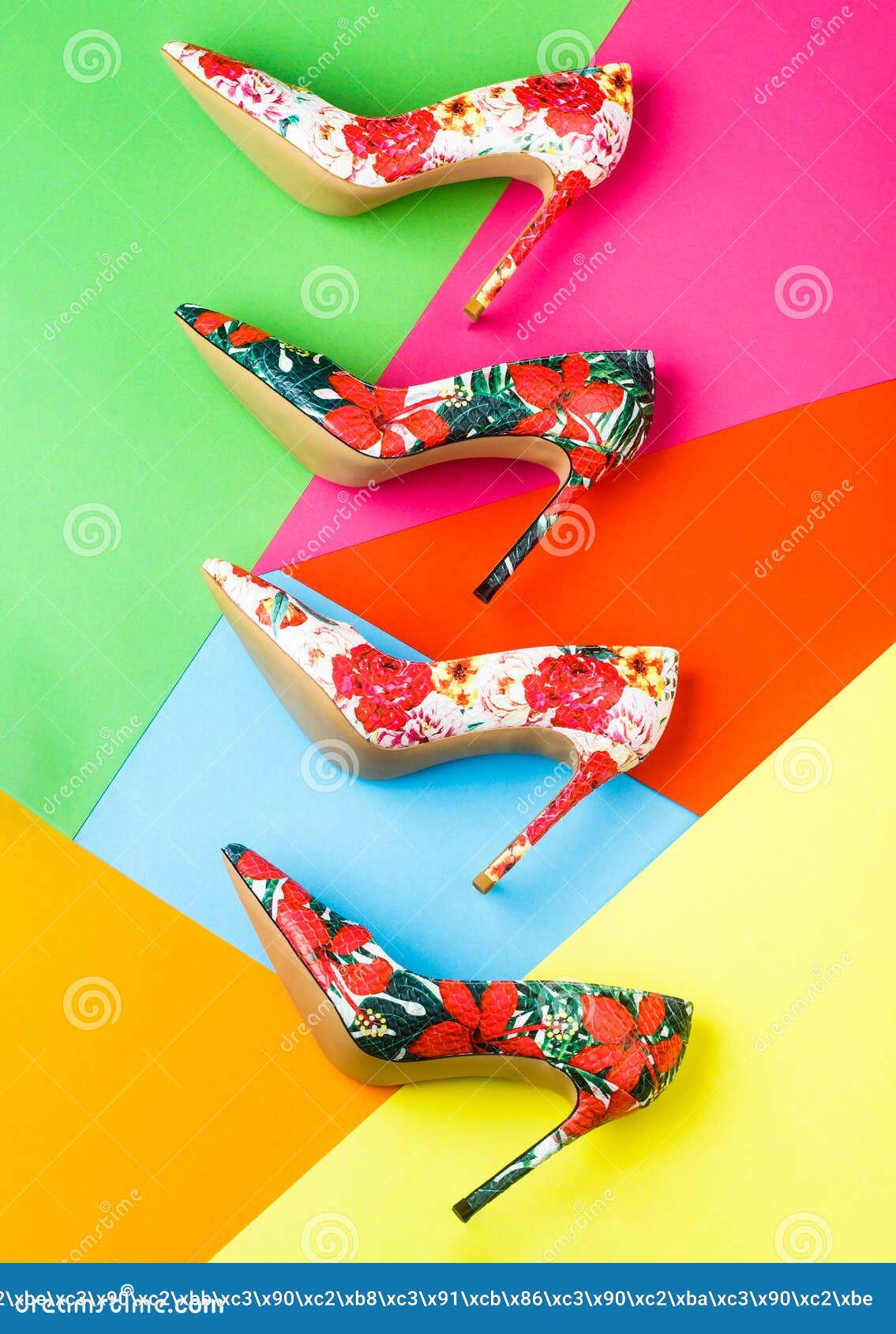 Colorful Leather Shoes Stiletto. Bright Colored Women Shoes. Beauty ...