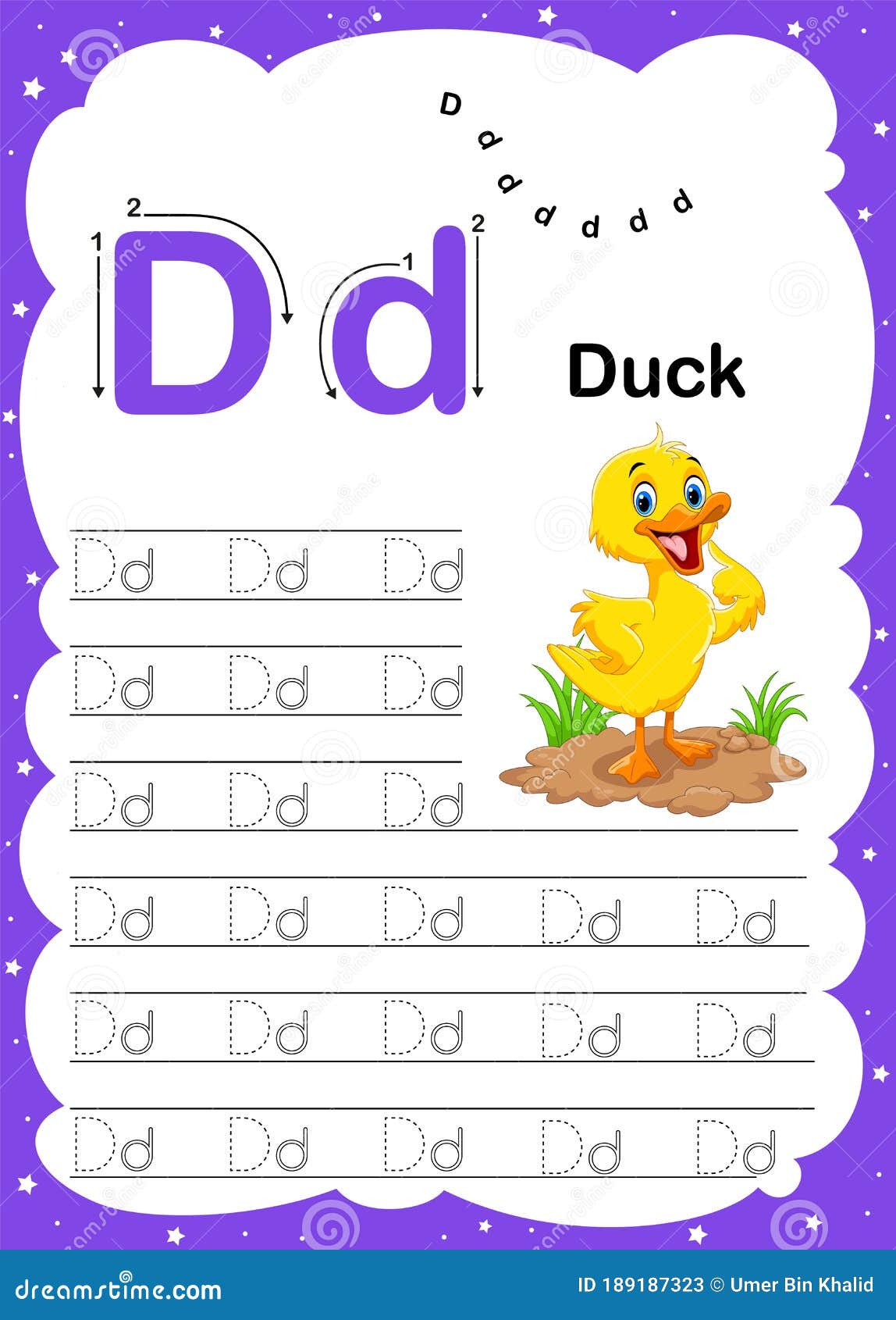 Colorful Letter D Uppercase and Lowercase Alphabet a-Z, Tracing