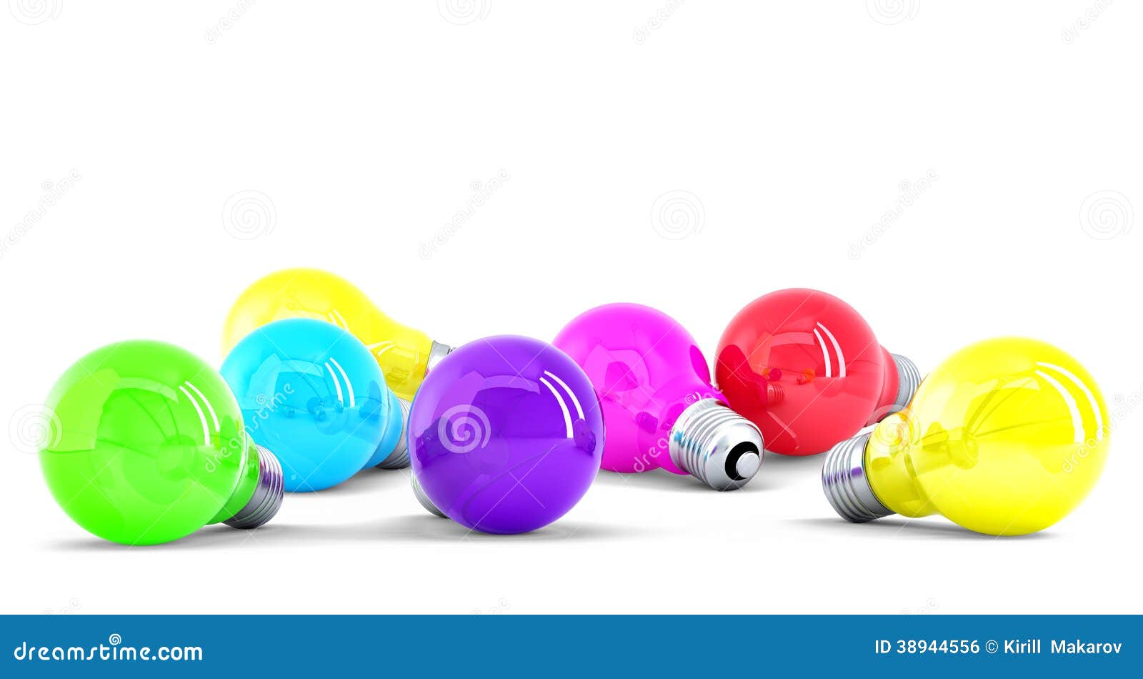 Colorful Light Bulbs. Isolated. Contains Clipping Path Stock