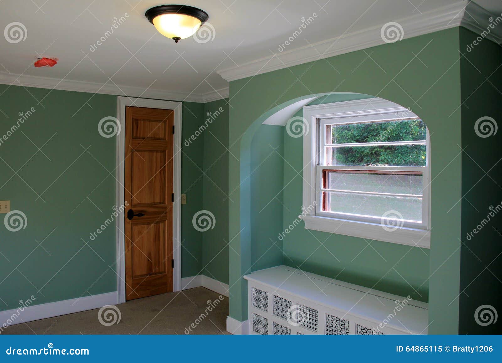 Colorful Light Green Paint On Walls Of New Interior Home