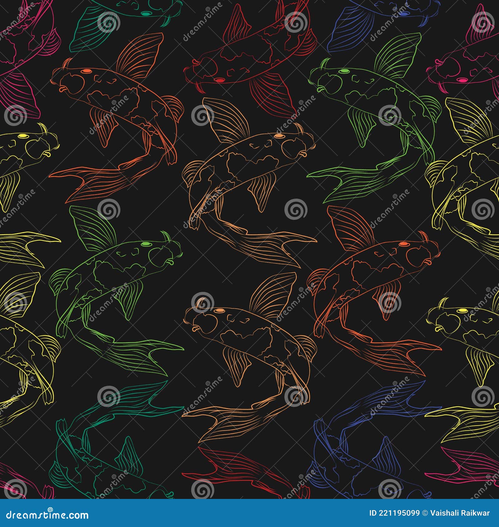 seamless colorful fish pattern.