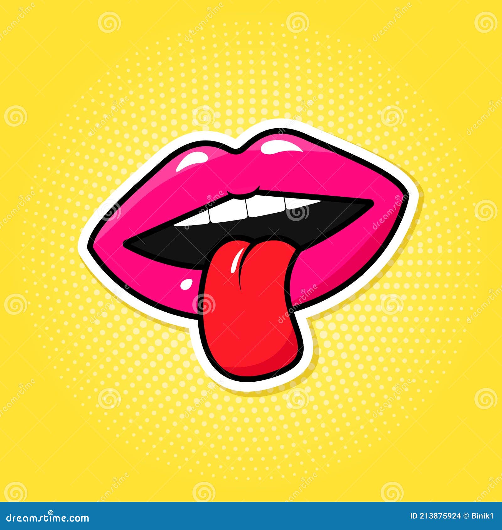 Colorful Lips and Tongue Vector in Pop Art Style Stock Vector Illustration of fashion, love