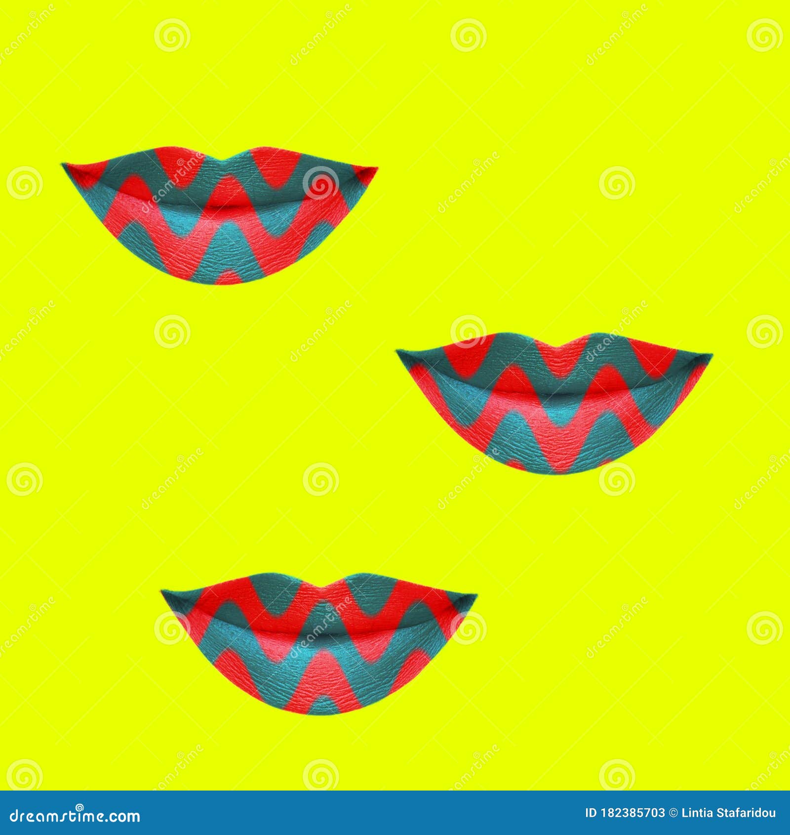 Colorful Lips on Yellow Background Stock Image Image of shiny, color