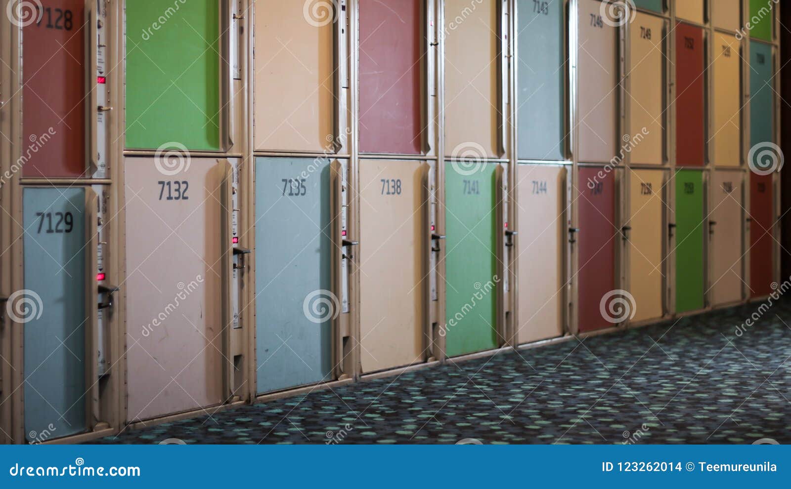 Colorful Lockers in the Hallway Stock Photo - Image of hallway, numbers