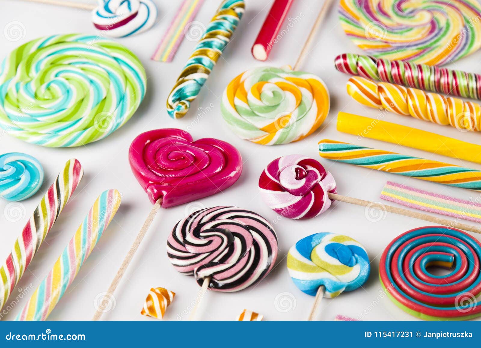 Assorted Candies Including Lollipops, Gum Balls Stock Image - Image of ...