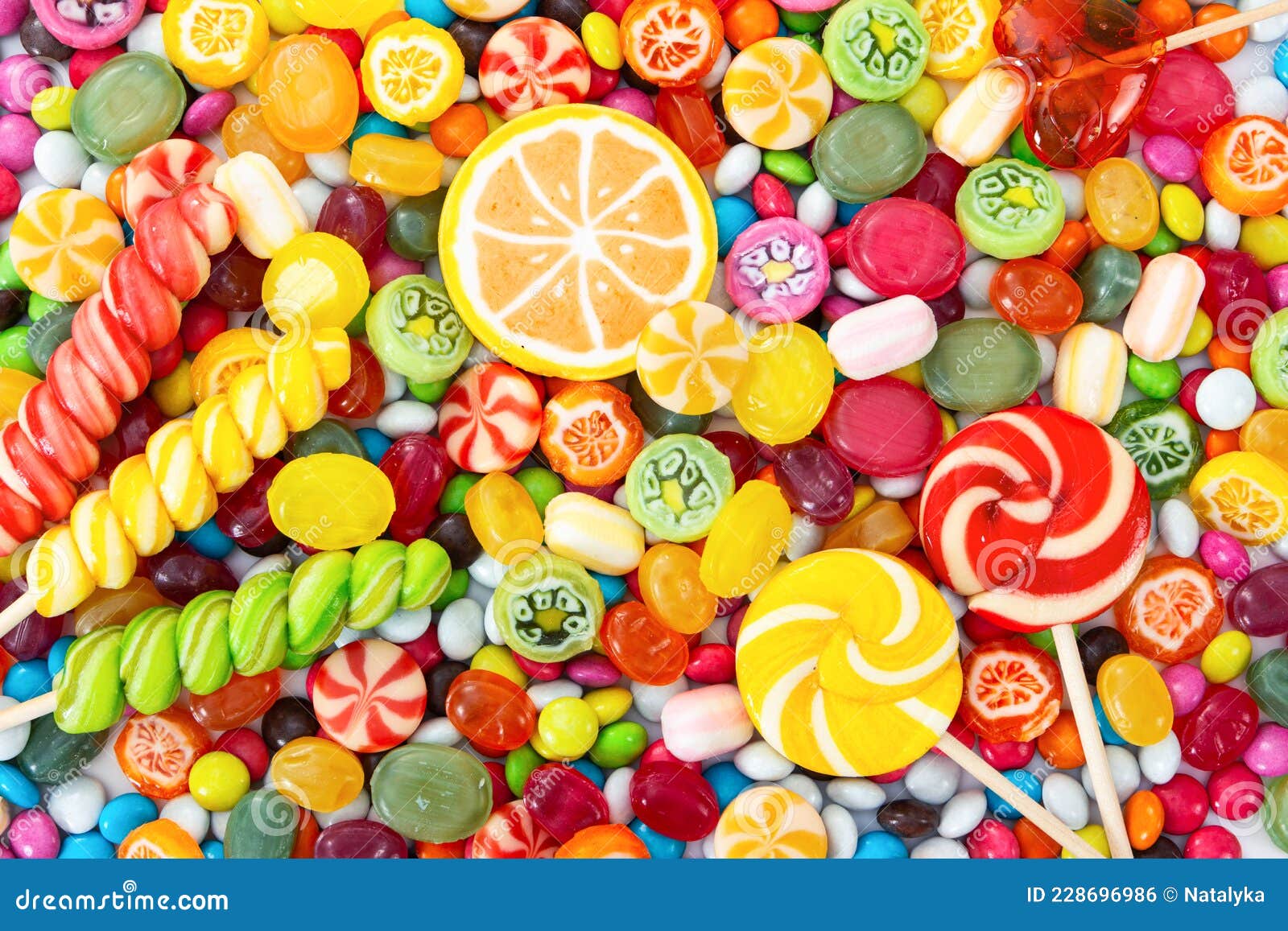 Colorful Lollipops and Different Colored Round Candy Stock Photo ...