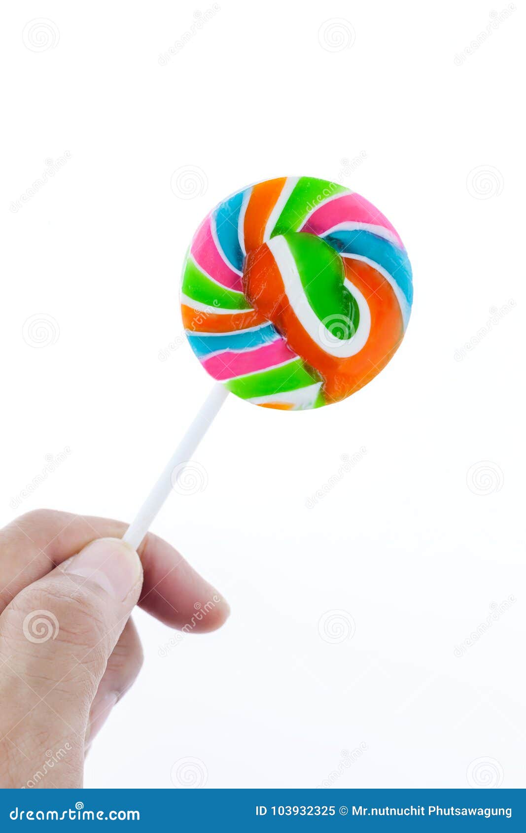 Colorful Lollipops on White Stock Image - Image of hand, dessert: 103932325