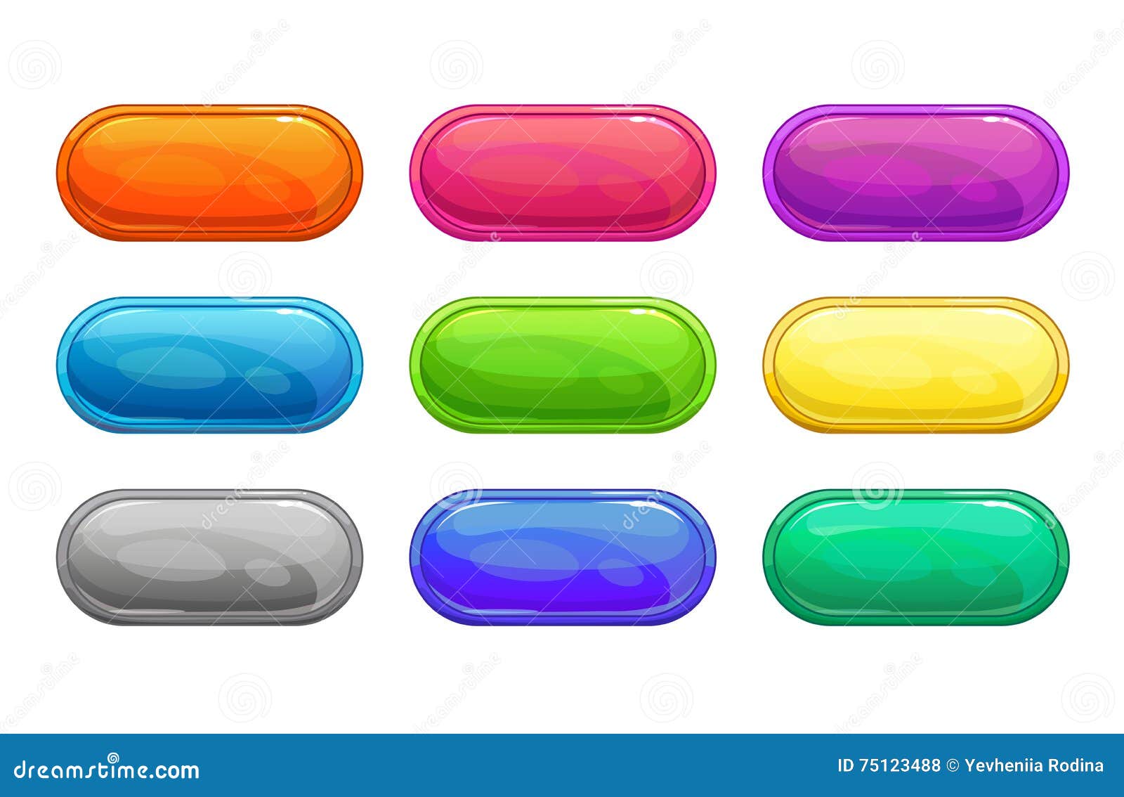 Colorful Long Horizontal Glossy Buttons Stock Vector - Illustration of ...