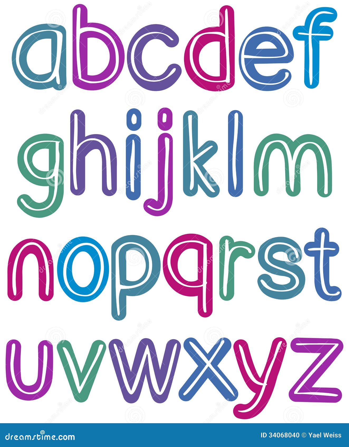 Colorful Lower Case Brush Alphabet Stock Photo - Image: 34068040