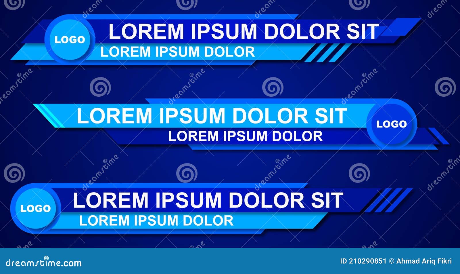 colorful lower thirds set template . modern geometric lower third banner template 