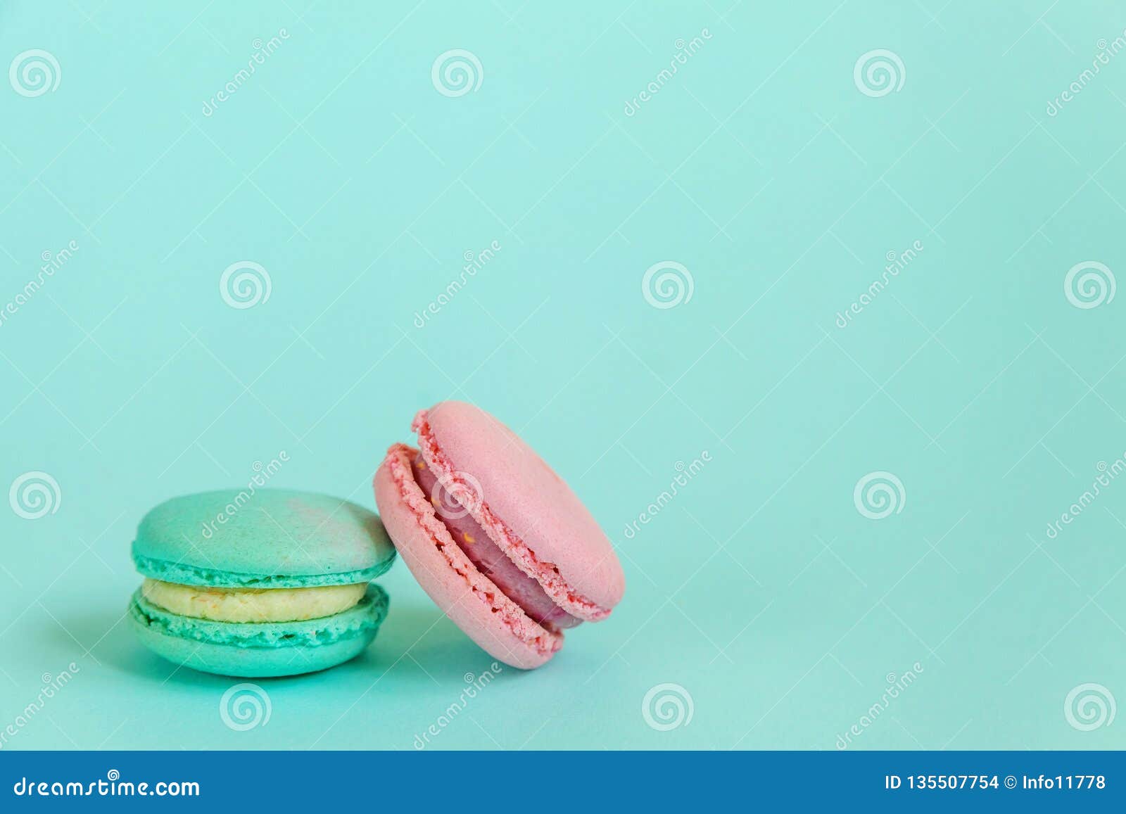 Colorful Macaron on Blue Background Stock Photo - Image of cuisine ...
