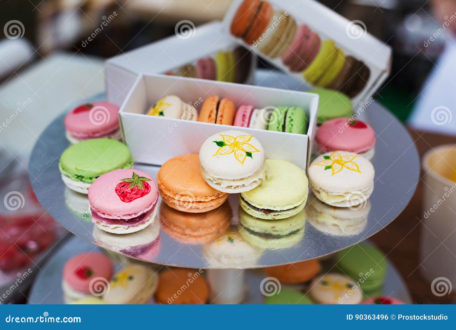 Colorful Macaron Cookies on Bar for Sale Stock Photo - Image of dessert ...