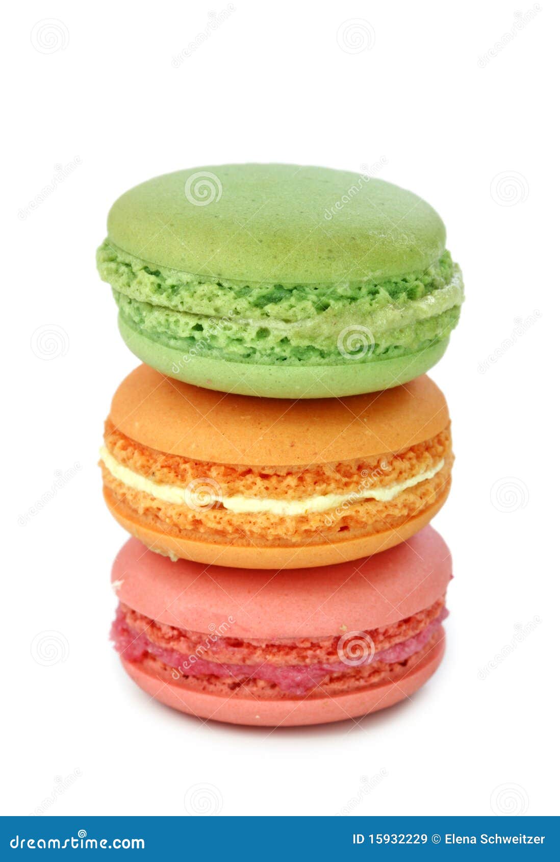 Colorful Macaroons With One Piece Half Eaten On Yellow Background ...